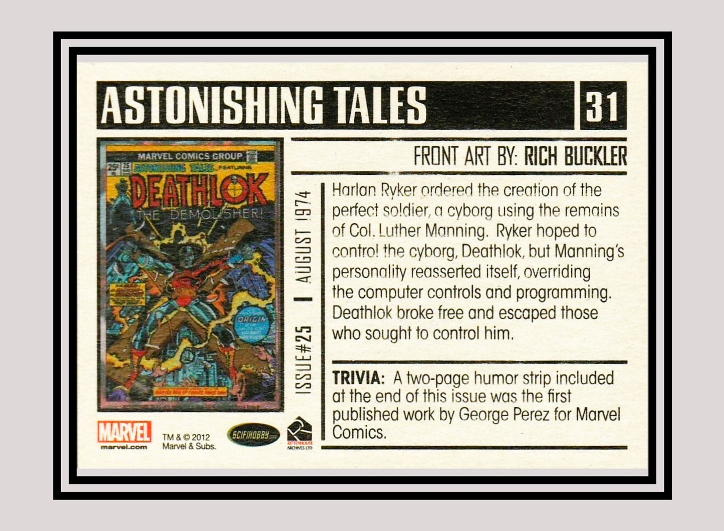 Marvel! 1x Astonishing Tales #25:Deathlok - Base (#31 - 2012 Rittenhouse Marvel Bronze Age)