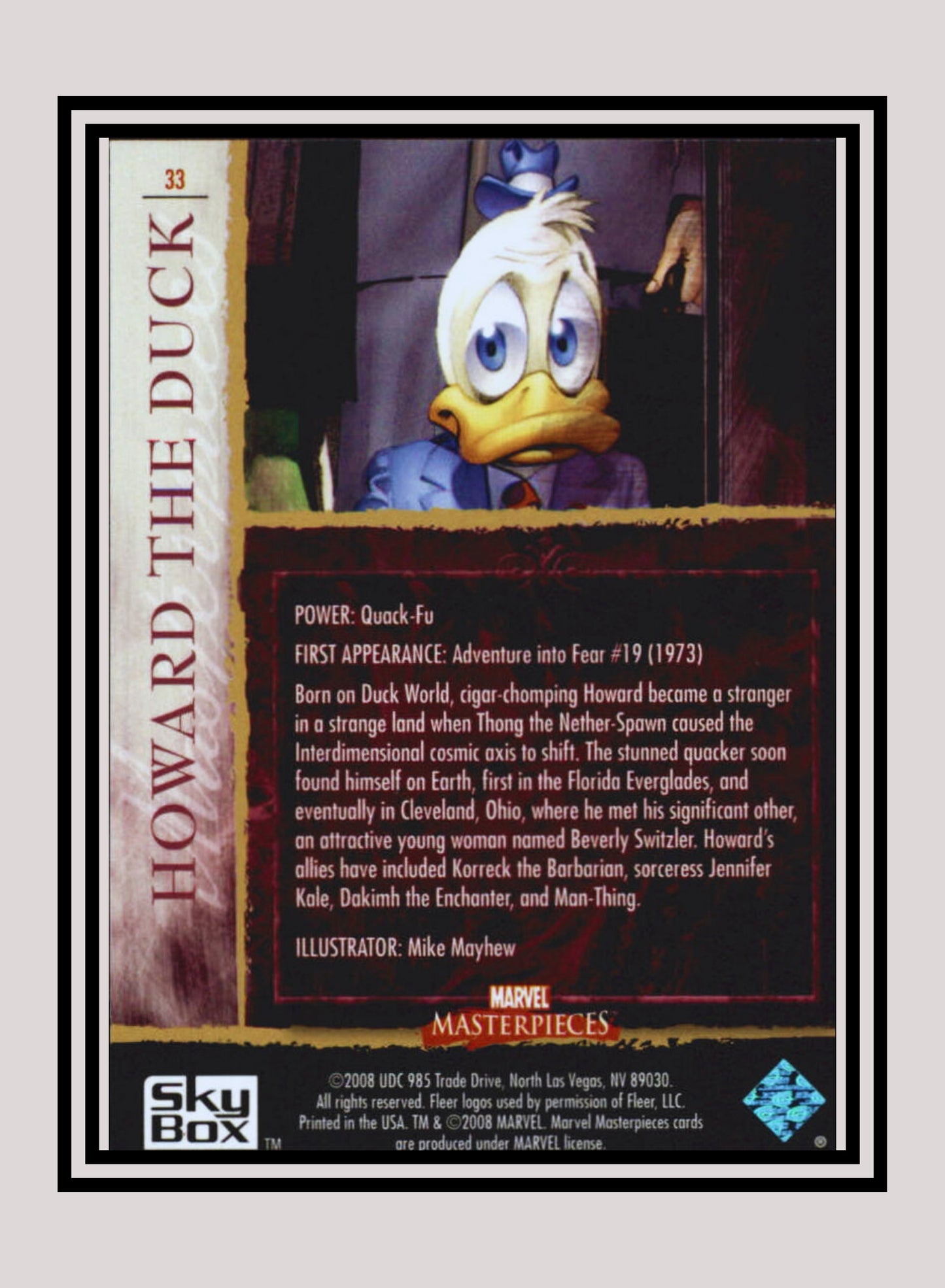 Marvel! 1x Howard the Duck - Base (#33 - 2008 Upper Deck Marvel Masterpieces Series 2)