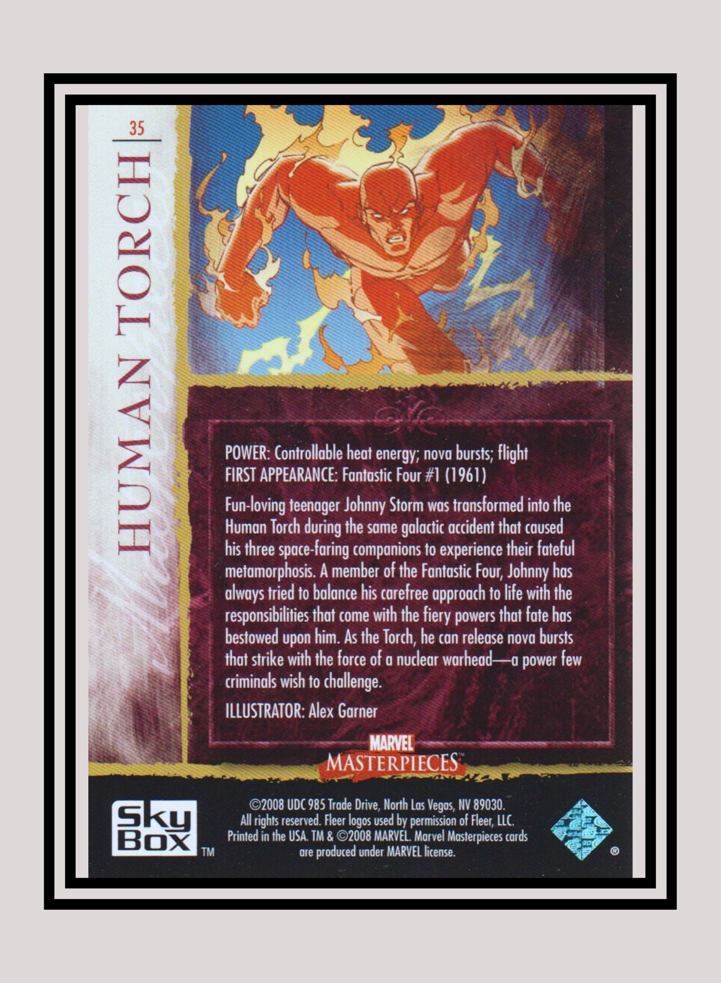 Marvel! 1x Human Torch - Base (#35 - 2008 Upper Deck Marvel Masterpieces Series 2)