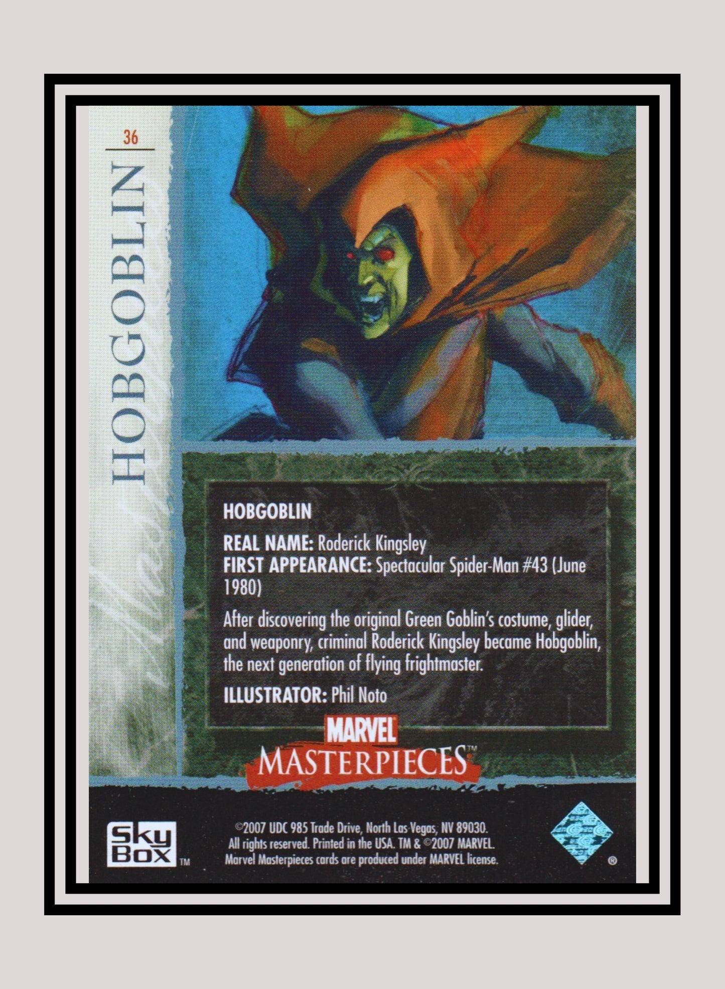 Marvel! 1x Hobgoblin - Base (#36 - 2007 Upper Deck Marvel Masterpieces)