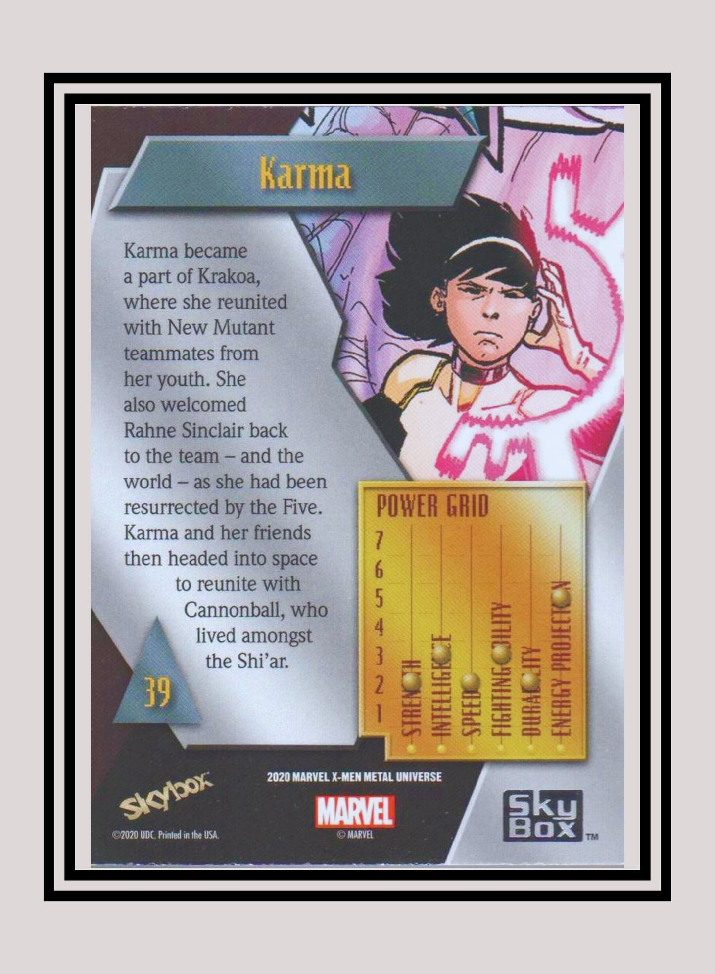 Marvel! 1x Karma - Base Low Series (#039 - 2021 Upper Deck X-Men Metal Universe)