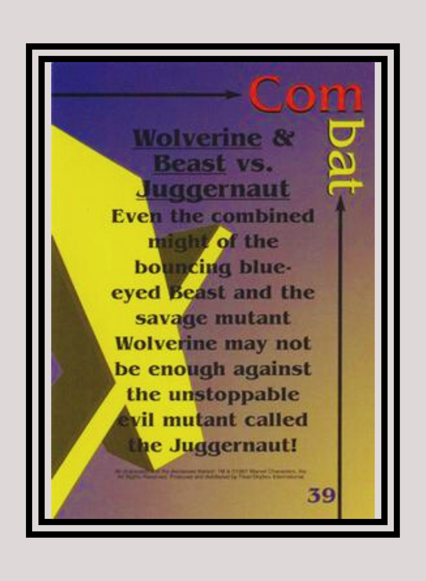 Marvel! 1x Wolverine & Beast vs. Juggernaut - Base (#39 - 1997 Fleer X-Men International)