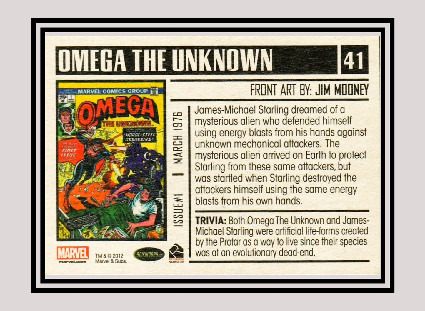 Marvel! 1x Omega the Unknown #1 - Base (#41 - 2012 Rittenhouse Marvel Bronze Age)