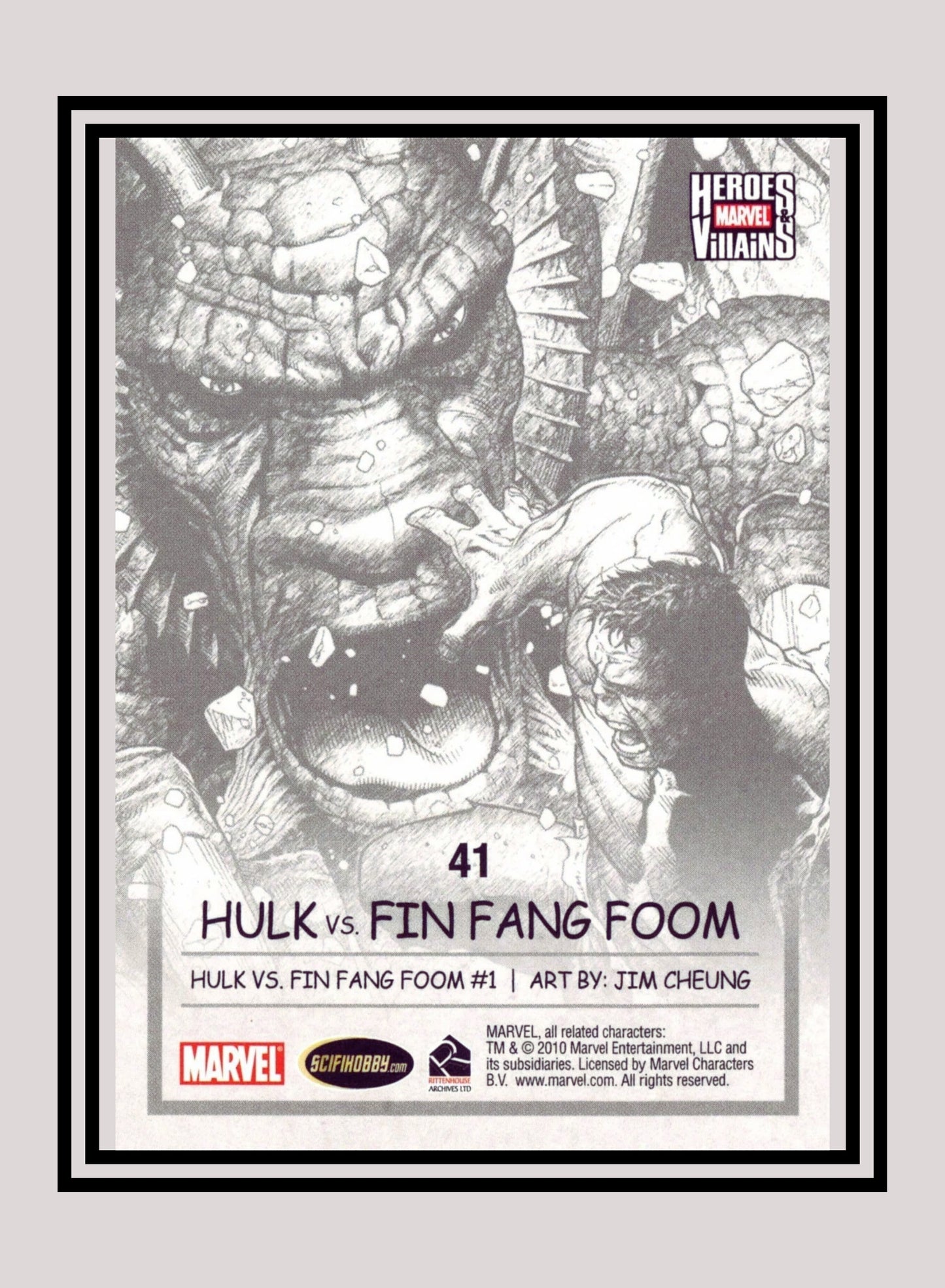 Marvel! 1x Hulk vs. Fin Fang Foom - Base (#41 - 2010 Rittenhouse Marvel Heroes & Villains)