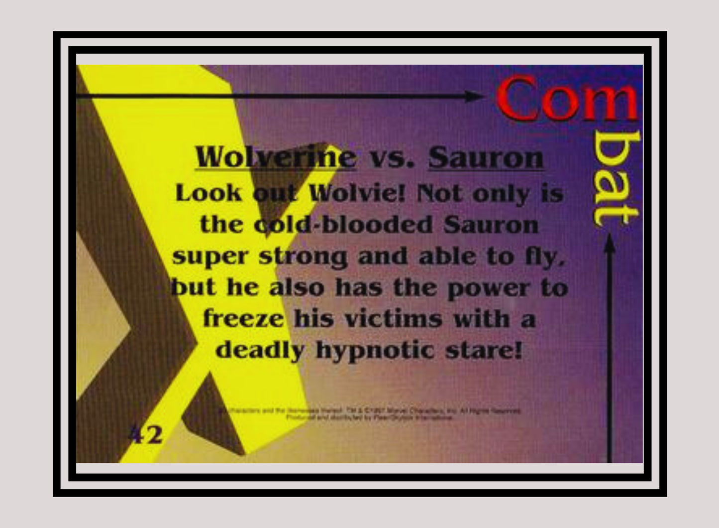 Marvel! 1x Wolverine vs. Sauron - Base (#42 - 1997 Fleer X-Men International)