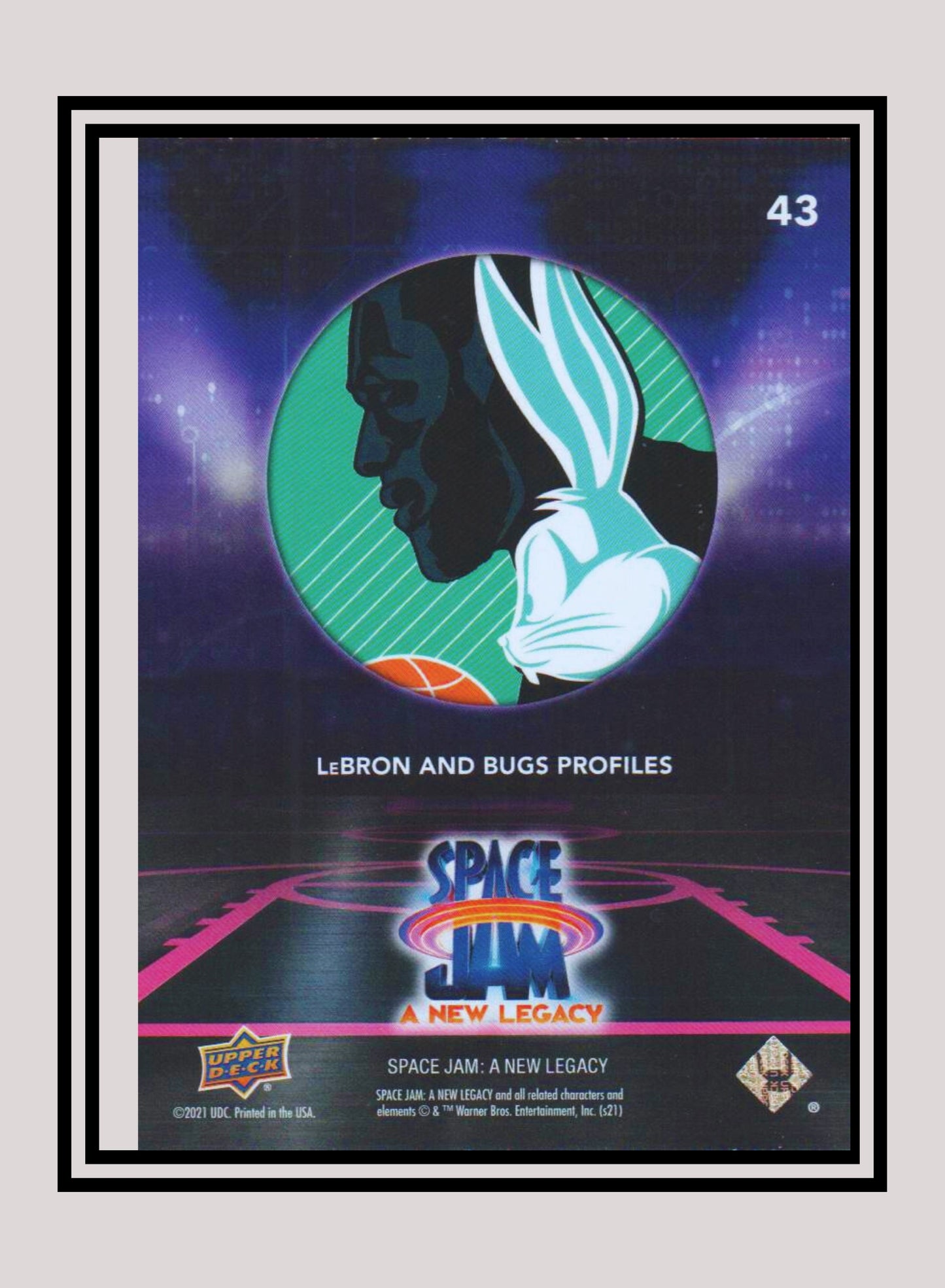 1x LeBron and Bugs Profiles - Base/Blue Parallel (#43 - 2021 Upper Deck Space Jam: A New Legacy)