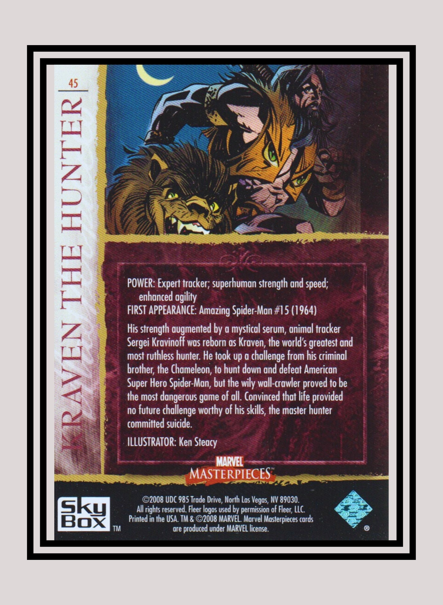 Marvel! 1x Kraven the Hunter - Base (#45 - 2008 Upper Deck Marvel Masterpieces Series 2)