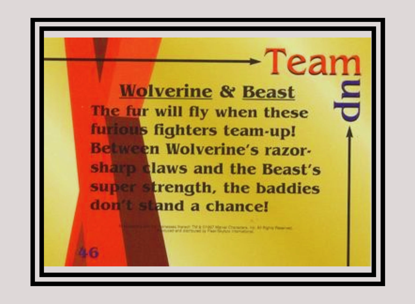 Marvel! 1x Wolverine & Beast - Base (#46 - 1997 Fleer X-Men International)