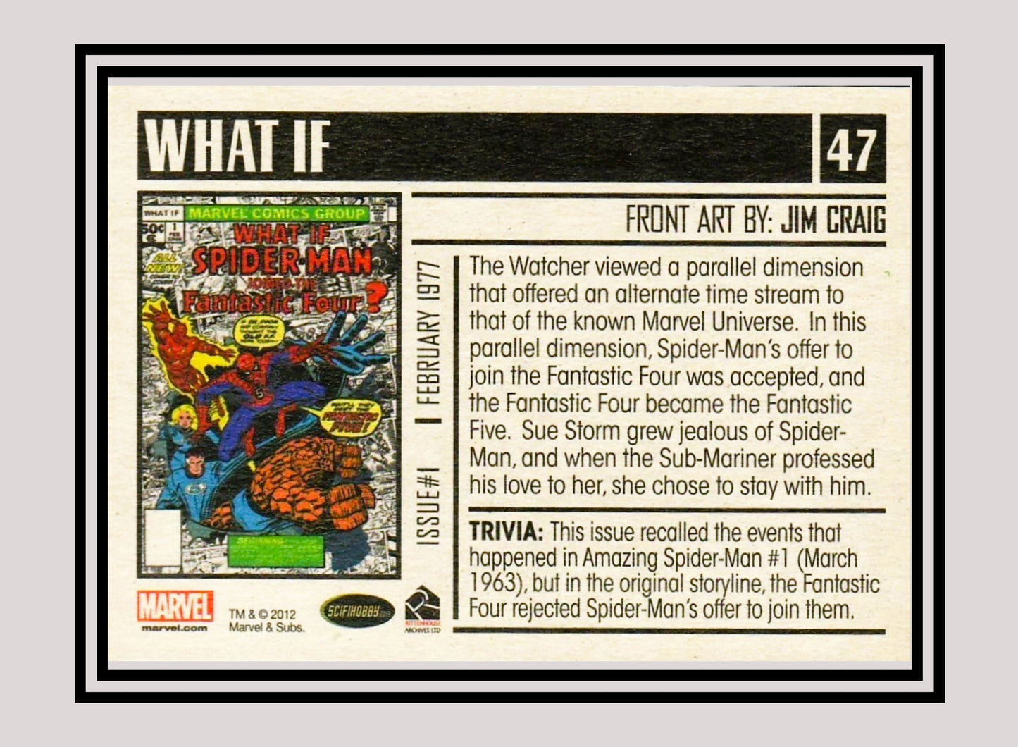 Marvel! 1x What If #1: Spider-Man/Fantastic Four - Base (#47 - 2012 Rittenhouse Marvel Bronze Age)