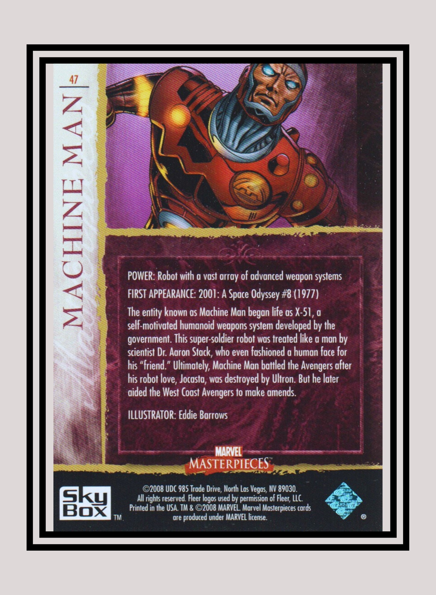 Marvel! 1x Machine Man - Base (#47 - 2008 Upper Deck Marvel Masterpieces Series 2)