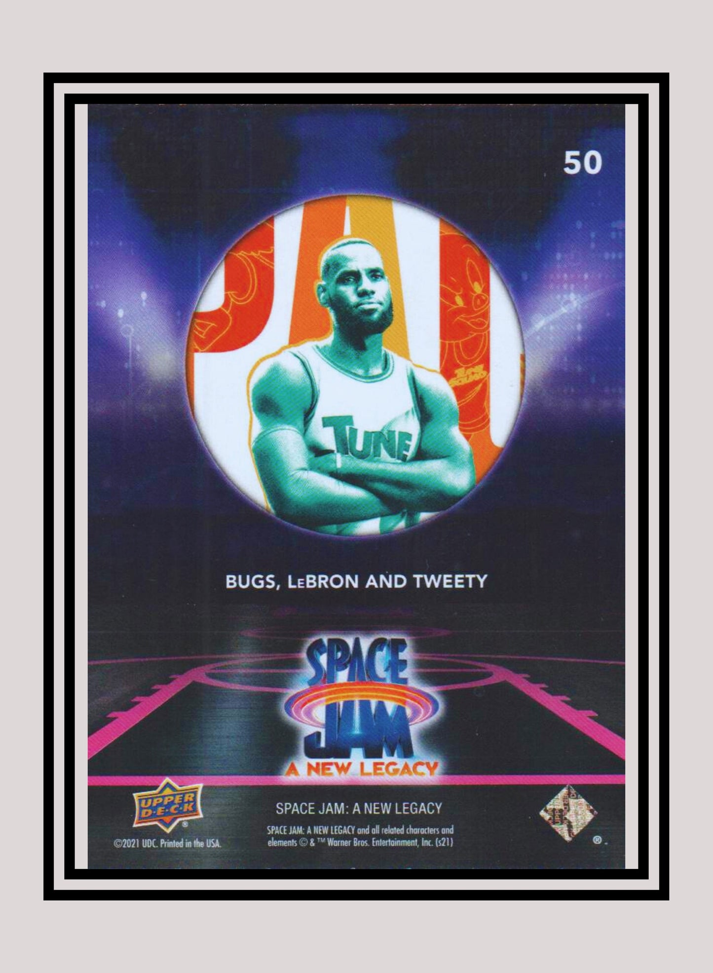 1x Bugs, LeBron and Tweety - Base/Blue Parallel (#50 - 2021 Upper Deck Space Jam: A New Legacy)