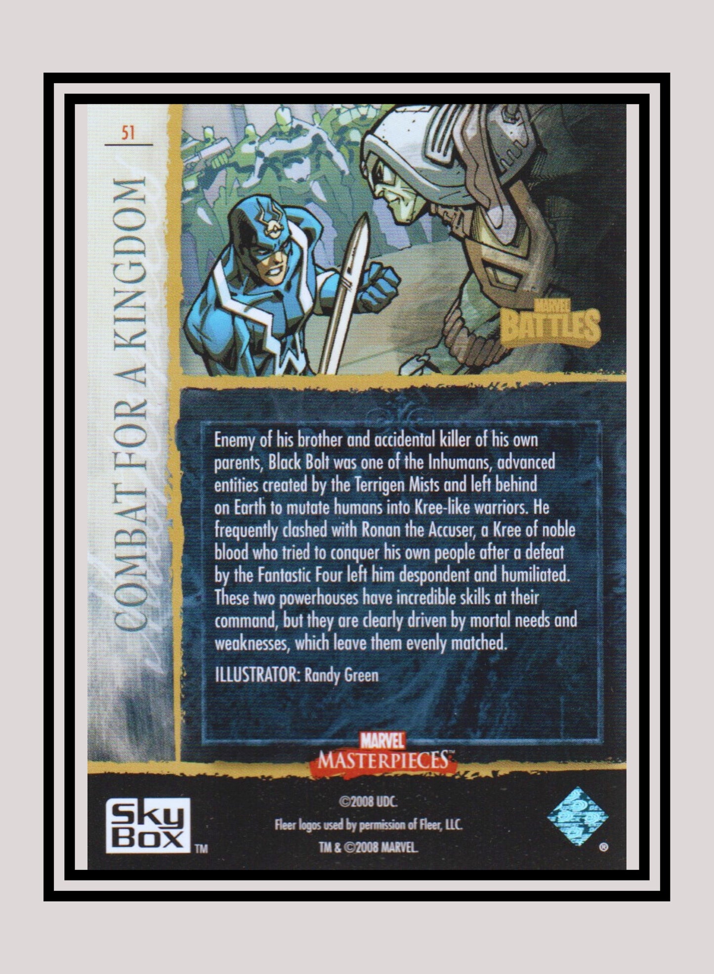 Marvel! 1x Combat for a Kingdom - Base (#51 - 2008 Upper Deck Marvel Masterpieces Series 3)