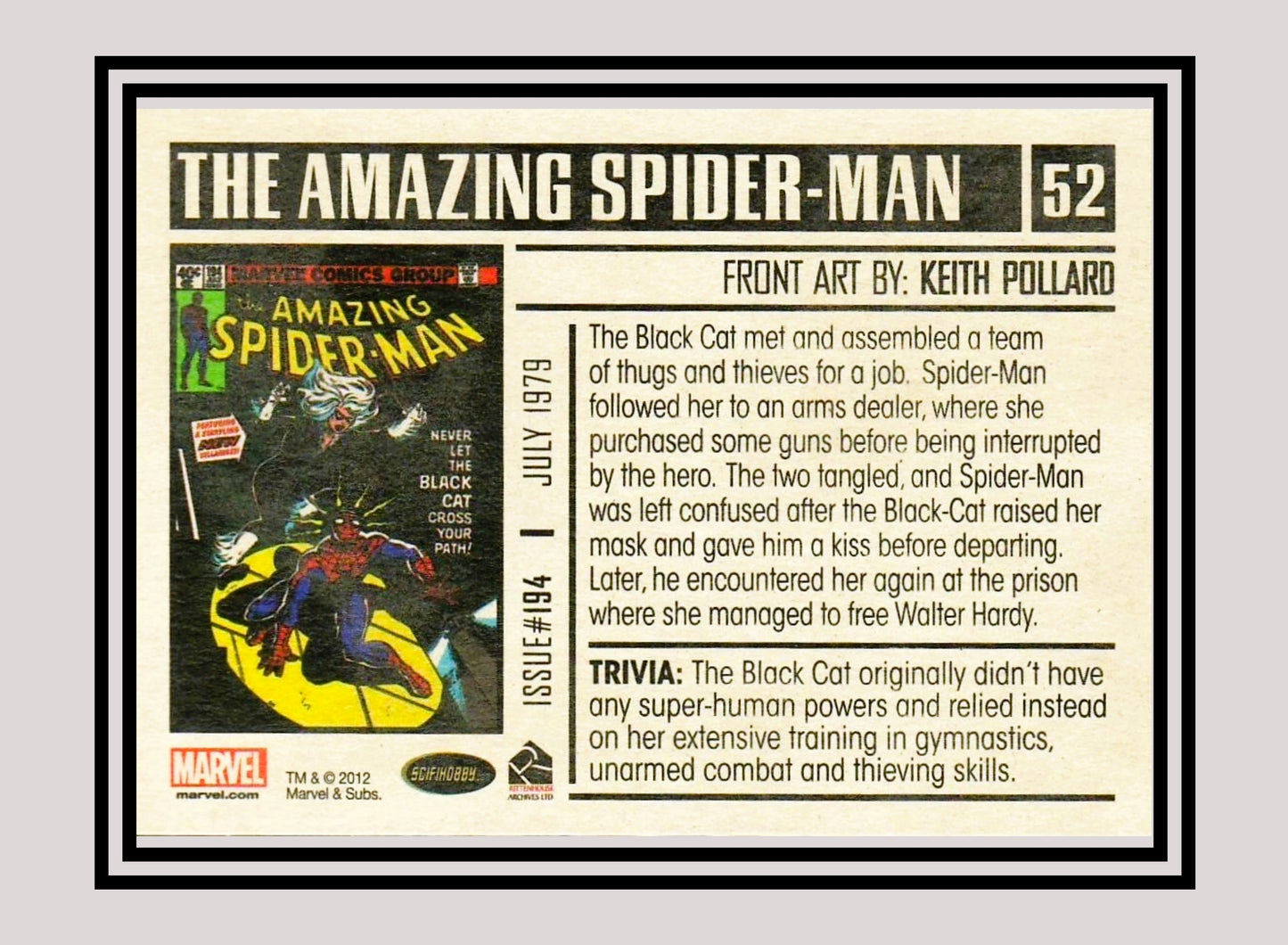 Marvel! 1x The Amazing Spider-Man #194 - Base (#52 - 2012 Rittenhouse Marvel Bronze Age)