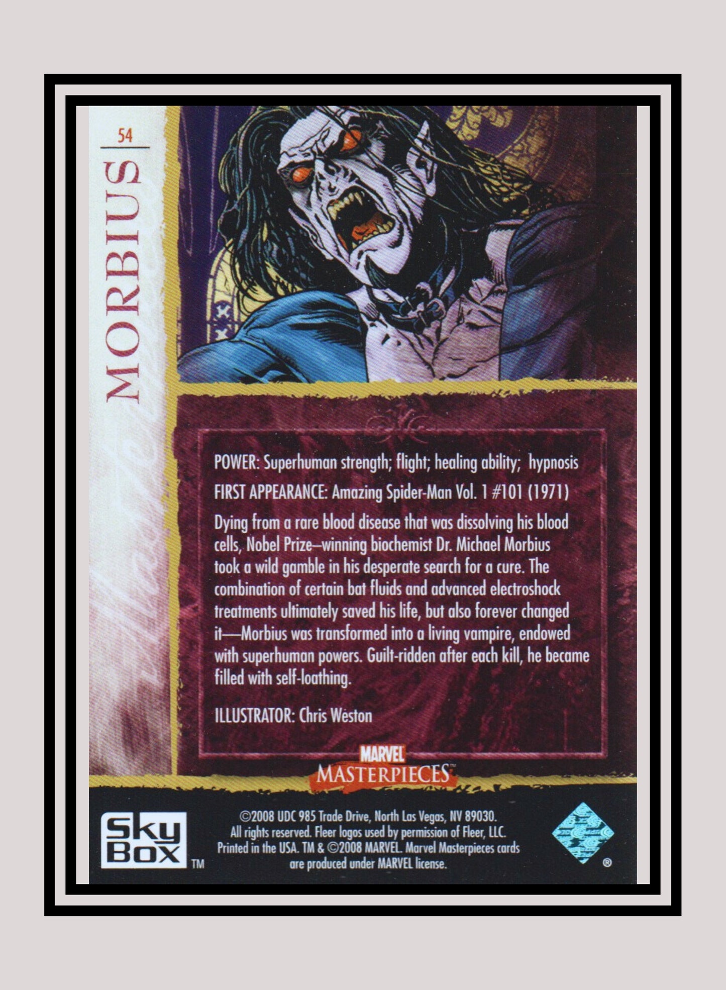 Marvel! 1x Morbius - Base (#54 - 2008 Upper Deck Marvel Masterpieces Series 2)