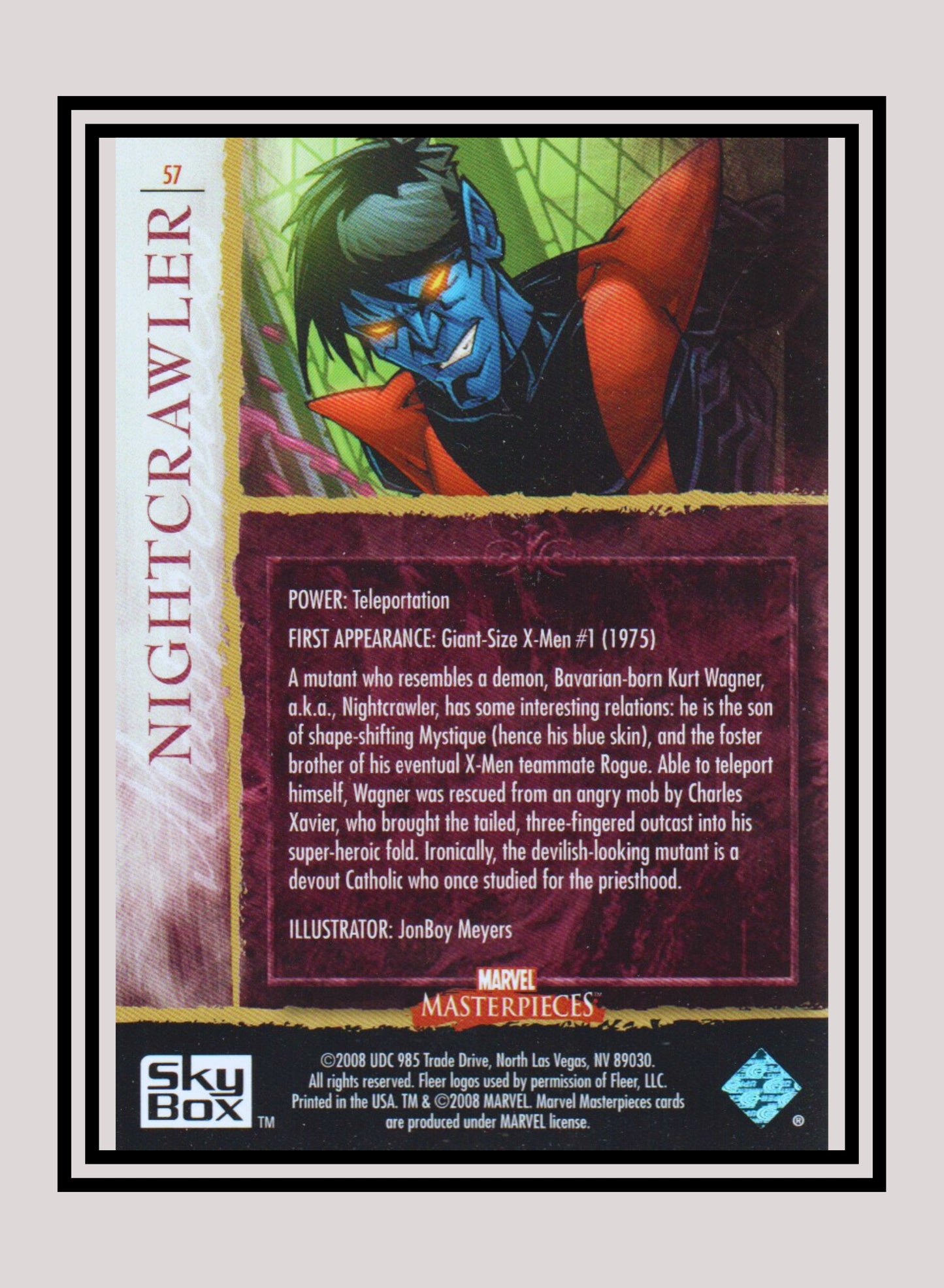 Marvel! 1x Nightcrawler - Base (#57 - 2008 Upper Deck Marvel Masterpieces Series 2)