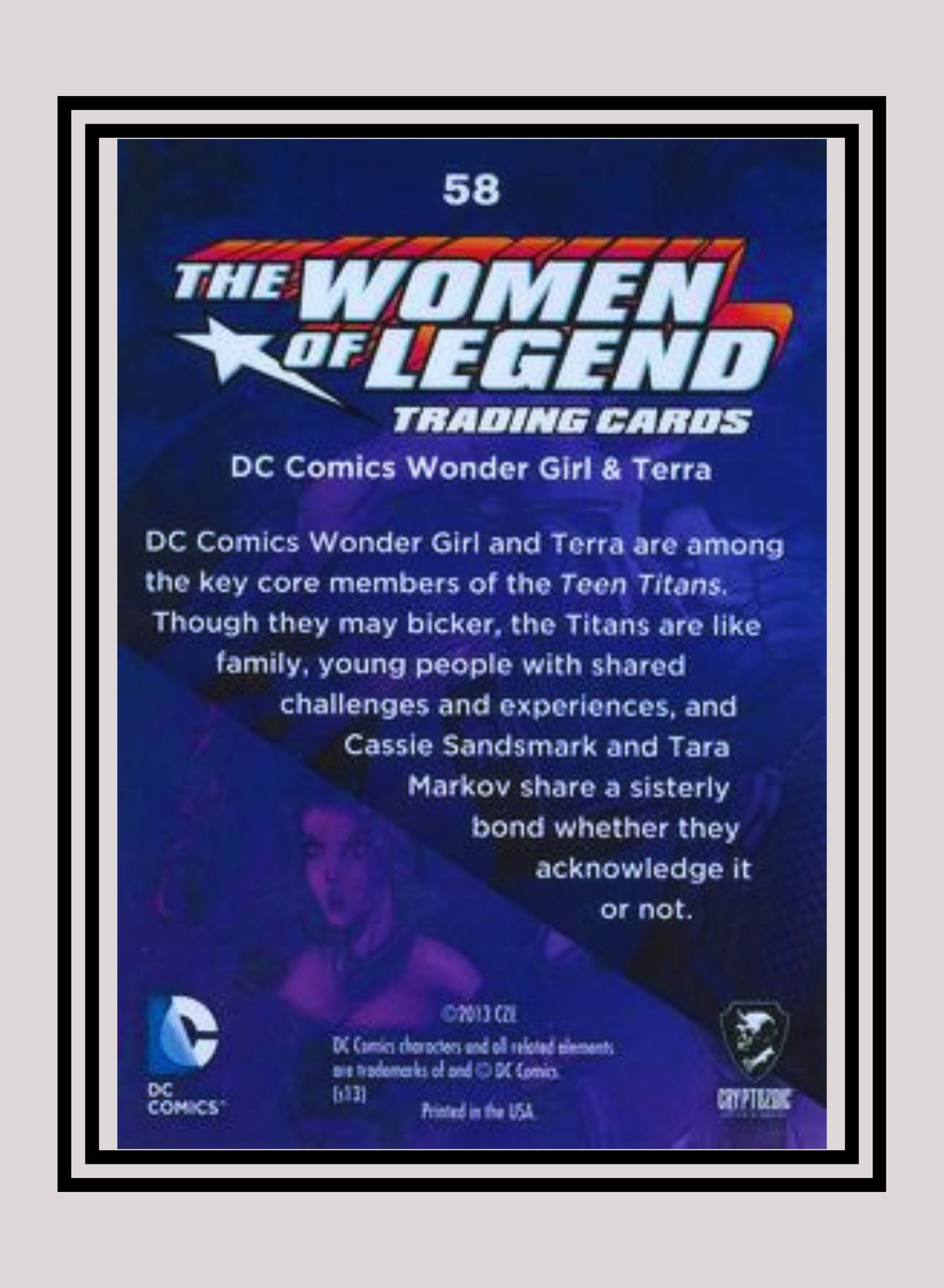 DC! 1x Wonder Girl & Terra - Base (#58 - 2013 Cryptozoic The Women of Legend)