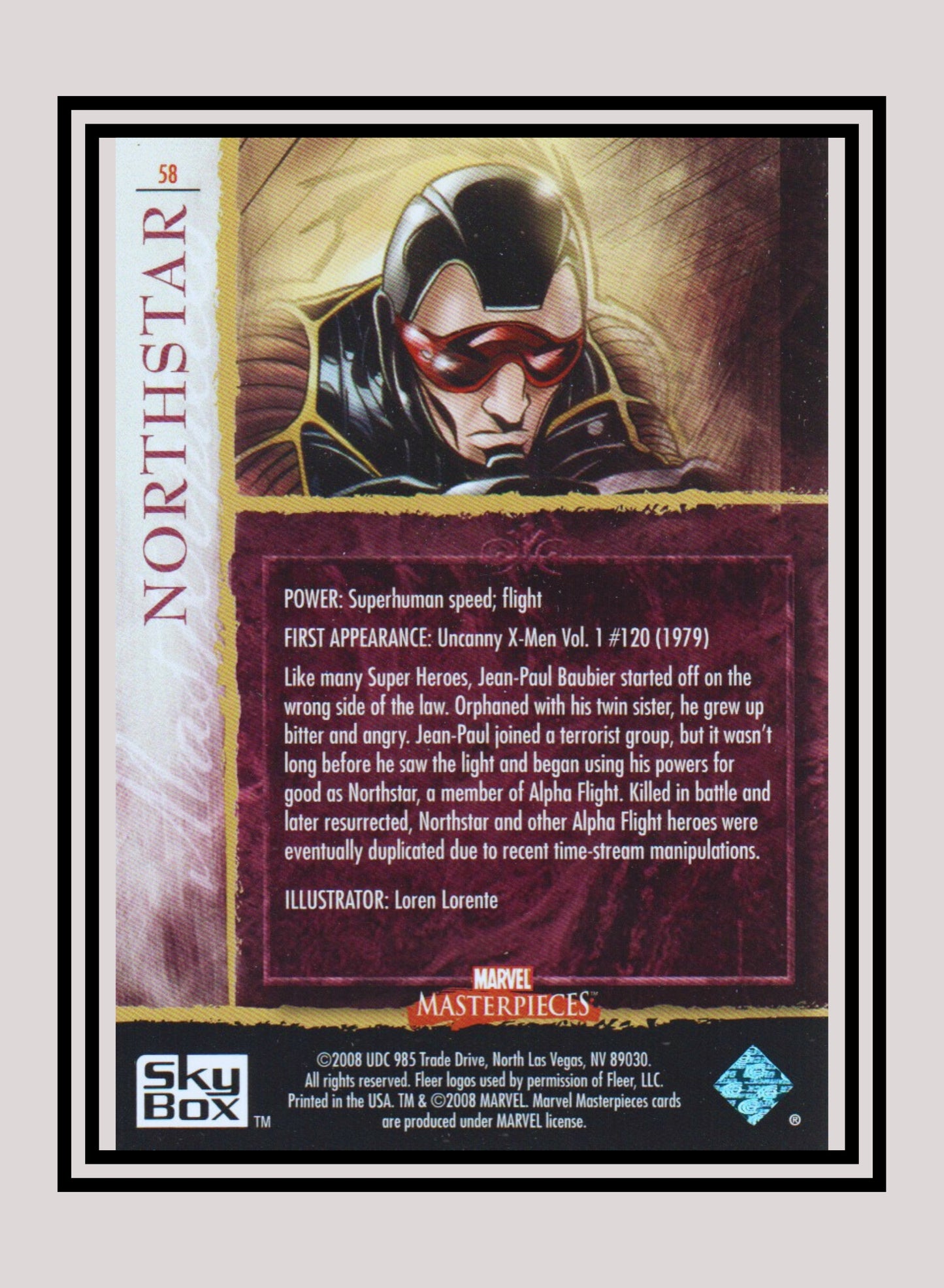 Marvel! 1x Northstar - Base (#58 - 2008 Upper Deck Marvel Masterpieces Series 2)