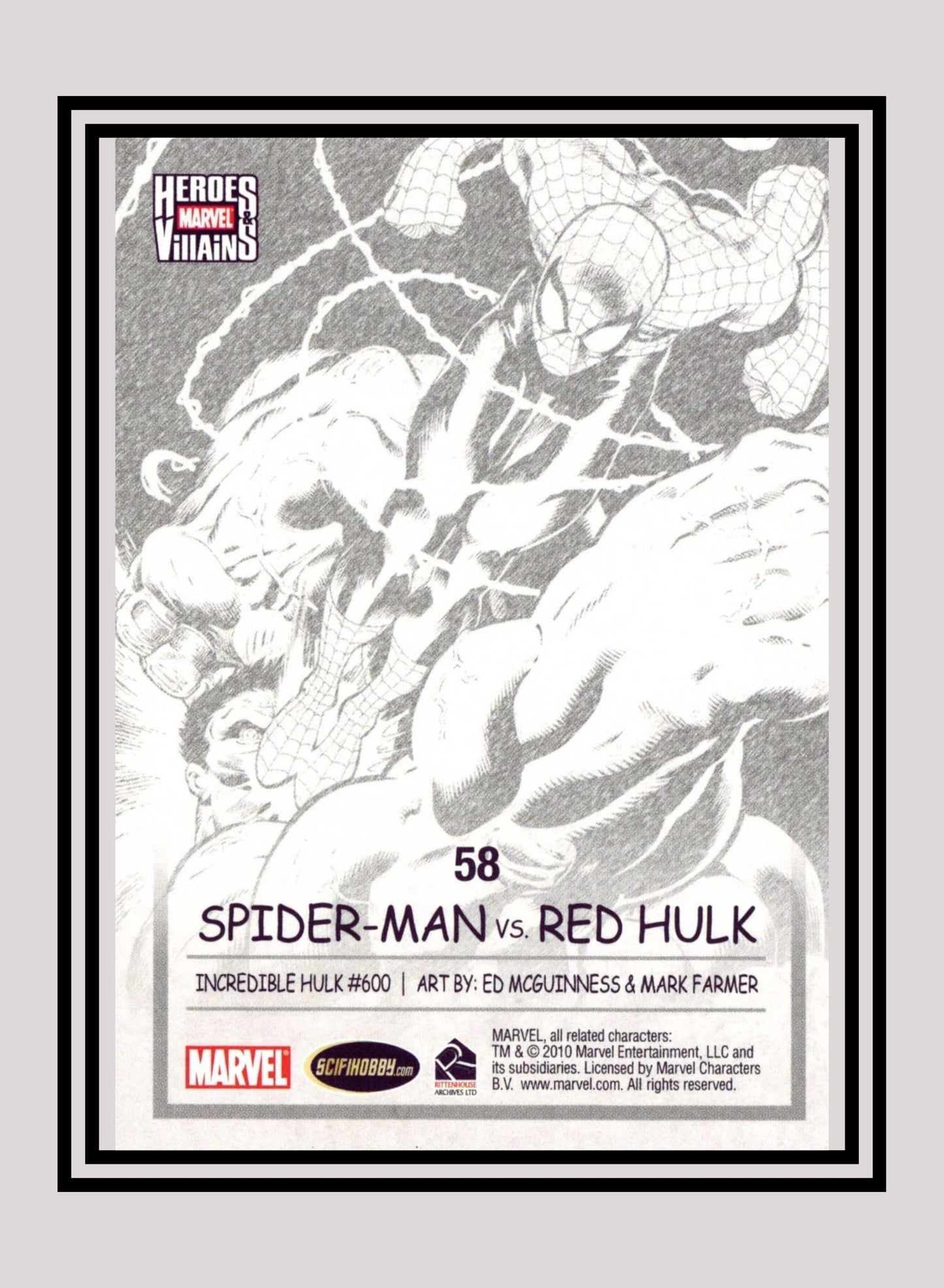 Marvel! 1x Spiderman vs. Red Hulk - Base (#58 - 2010 Rittenhouse Marvel Heroes & Villains)