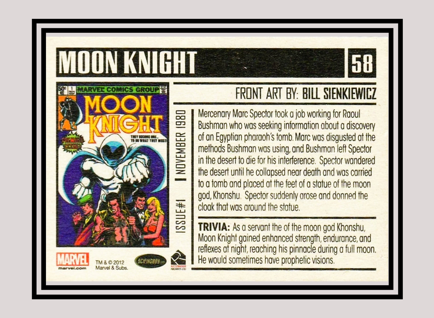 Marvel! 1x Moon Knight #1 - Base (#58 - 2012 Rittenhouse Marvel Bronze Age)