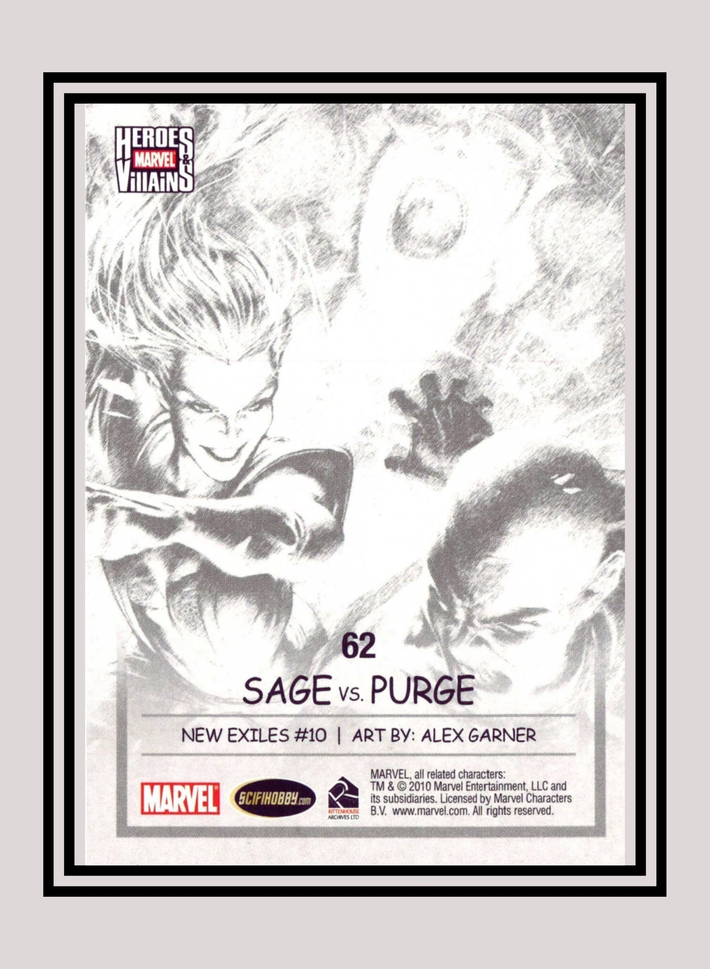 Marvel! 1x Sage vs. Purge - Base (#62 - 2010 Rittenhouse Marvel Heroes & Villains)