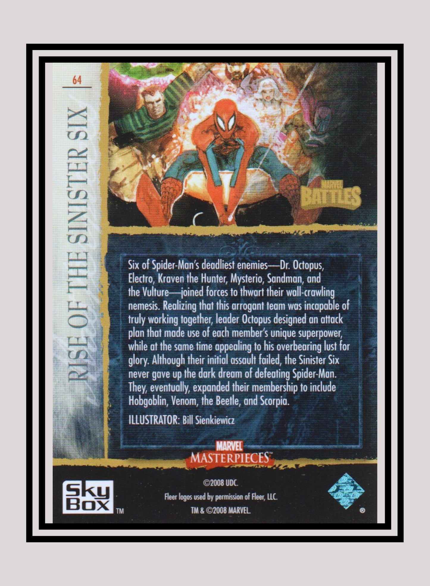 Marvel! 1x Rise of The Sinister Six - Base (#64 - 2008 Upper Deck Marvel Masterpieces Series 3)