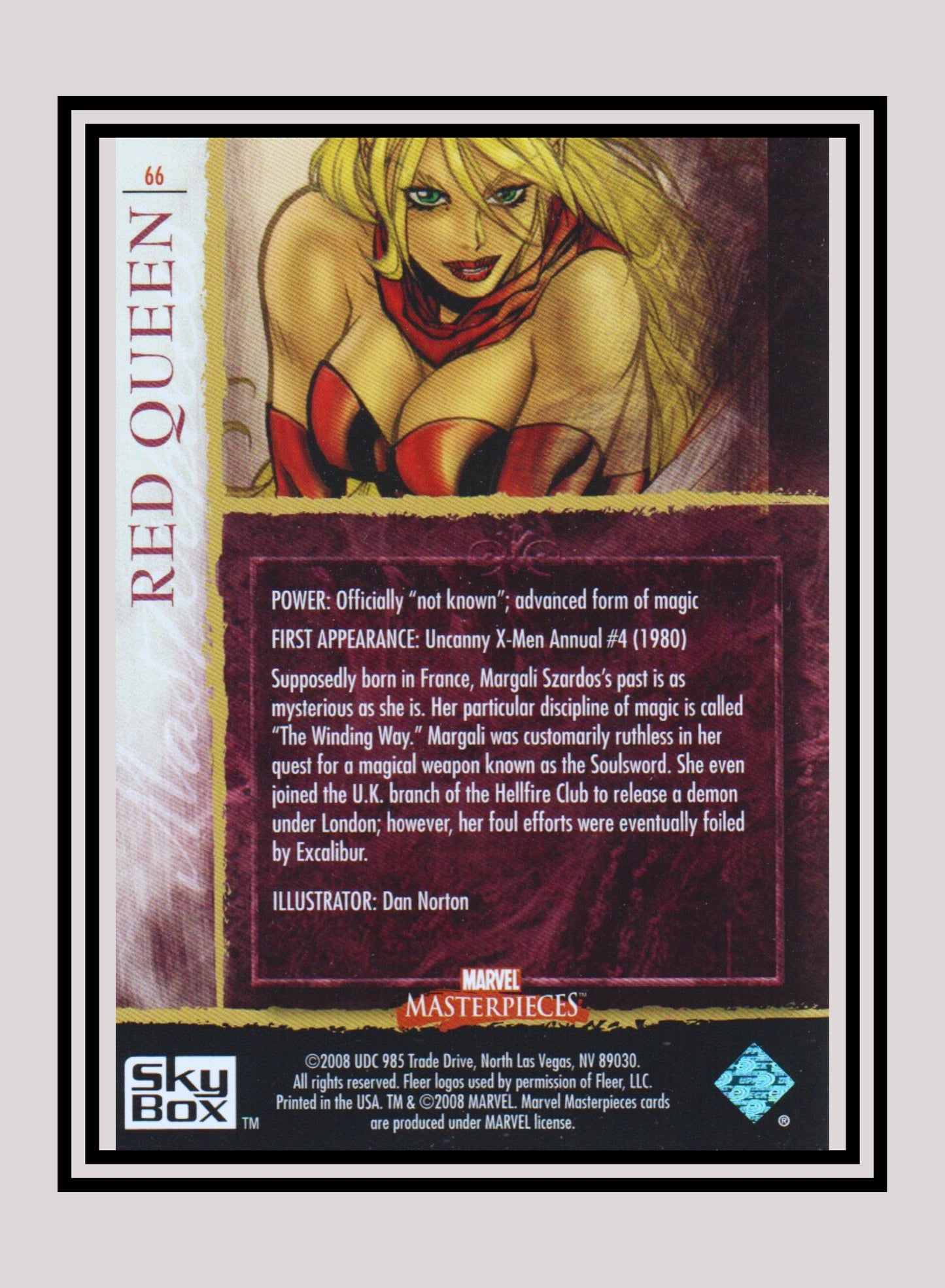 Marvel! 1x Red Queen - Base (#66 - 2008 Upper Deck Marvel Masterpieces Series 2)