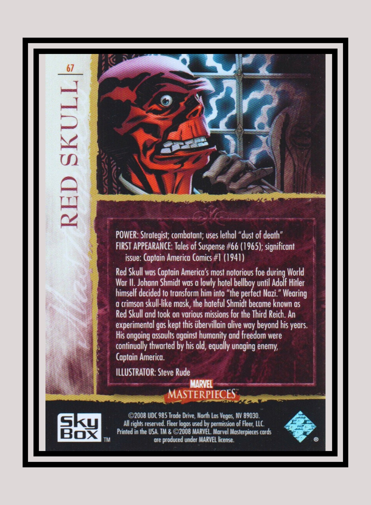 Marvel! 1x Red Skull - Base (#67 - 2008 Upper Deck Marvel Masterpieces Series 2)