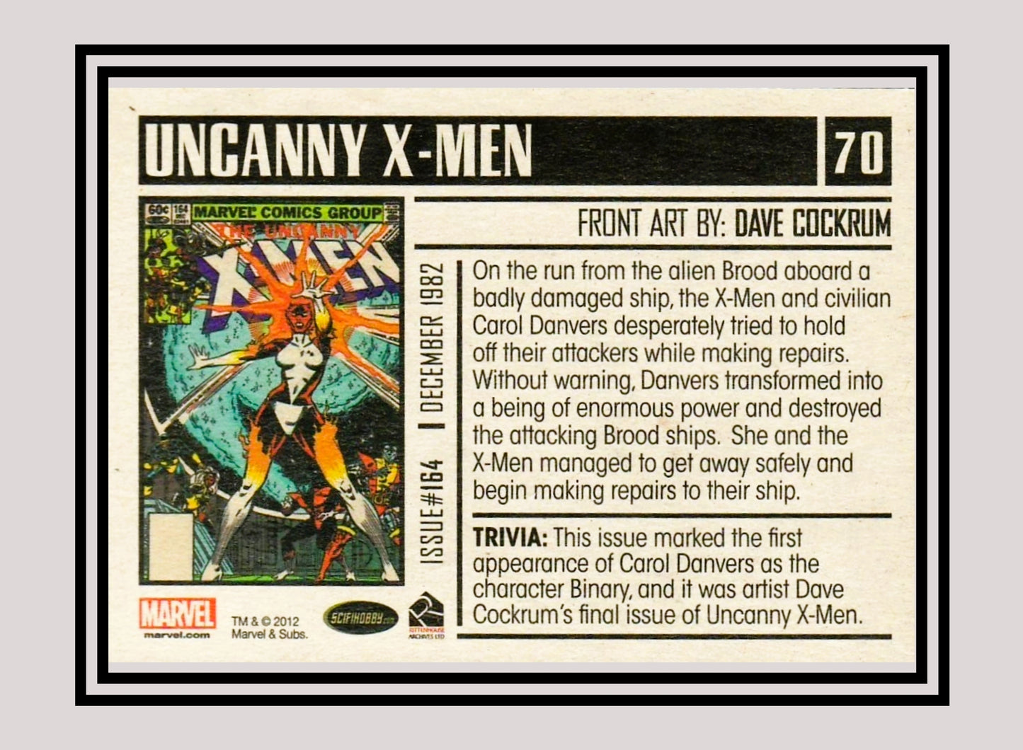 Marvel! 1x The Uncanny X-Men #164 - Base (#70 - 2012 Rittenhouse Marvel Bronze Age)