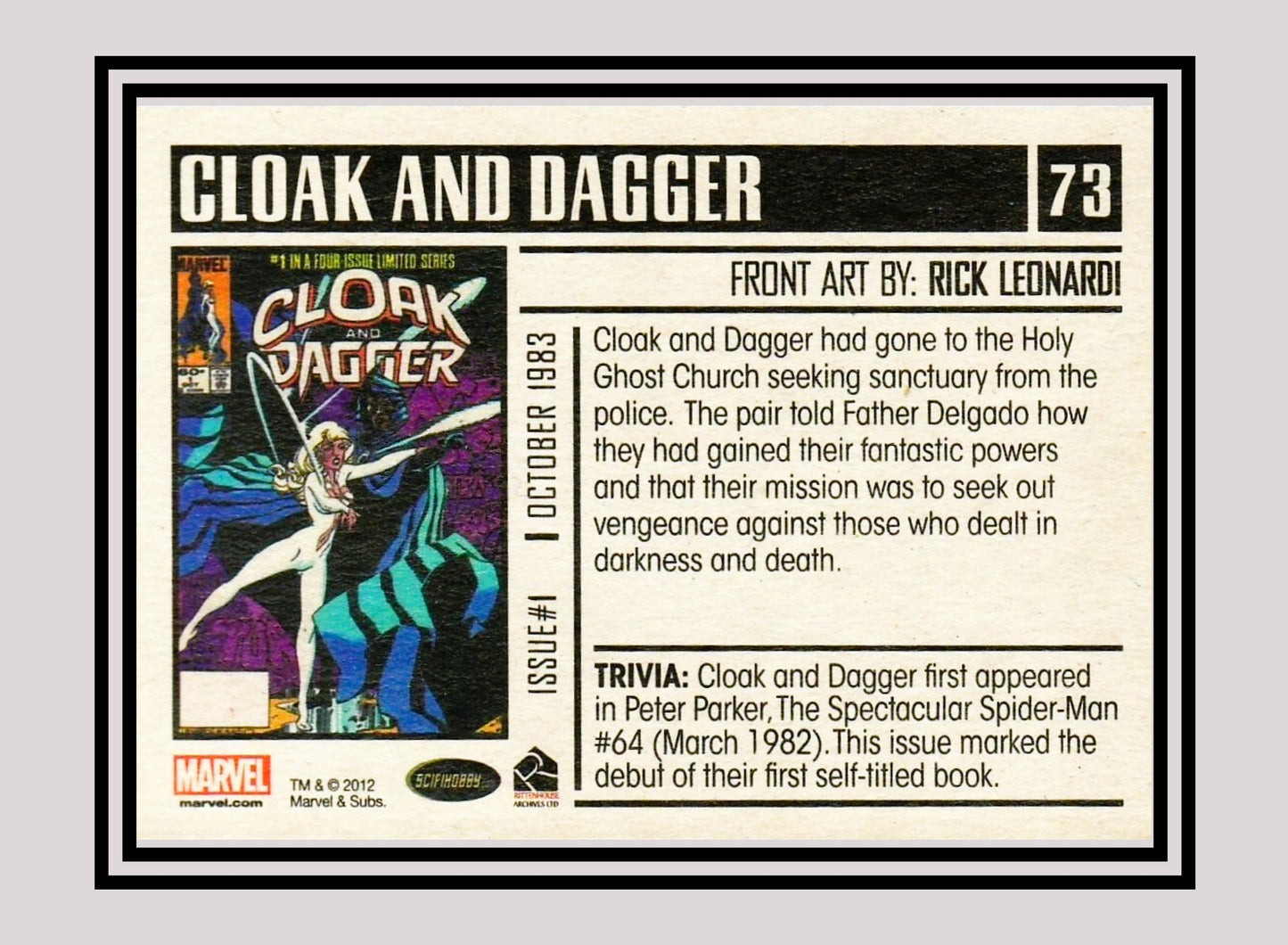 Marvel! 1x Cloak and Dagger #1 - Base (#73 - 2012 Rittenhouse Marvel Bronze Age)