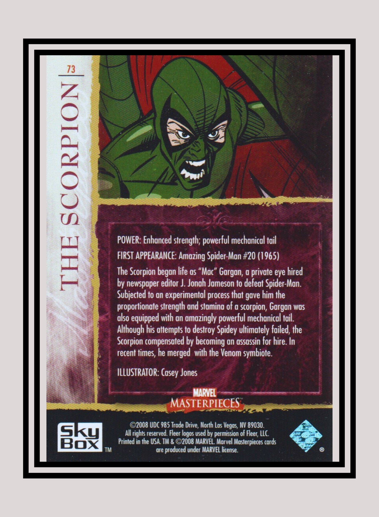 Marvel! 1x The Scorpion - Base (#73 - 2008 Upper Deck Marvel Masterpieces Series 2)