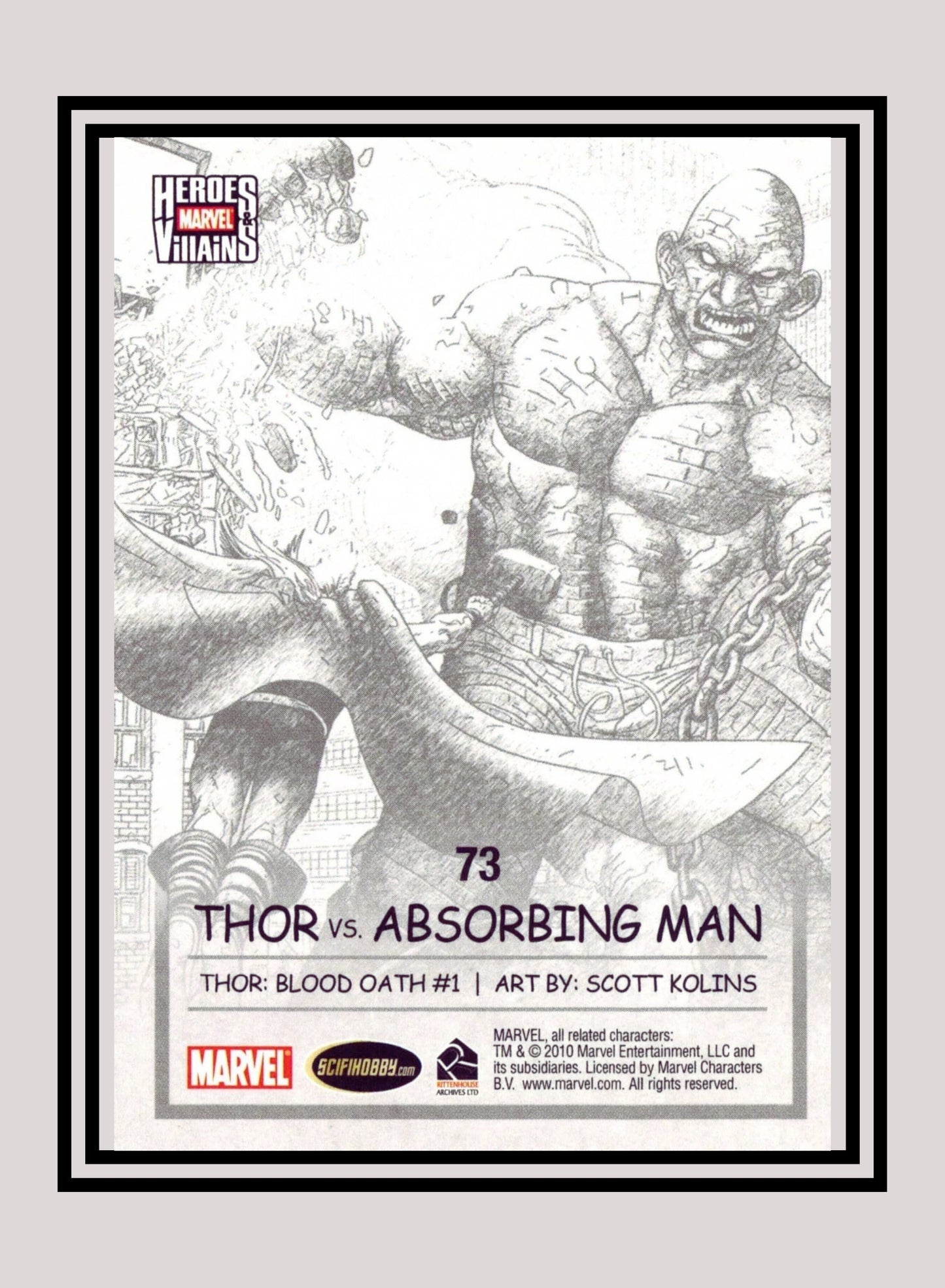 Marvel! 1x Thor vs. Absorbing Man - Base (#73 - 2010 Rittenhouse Marvel Heroes & Villains)