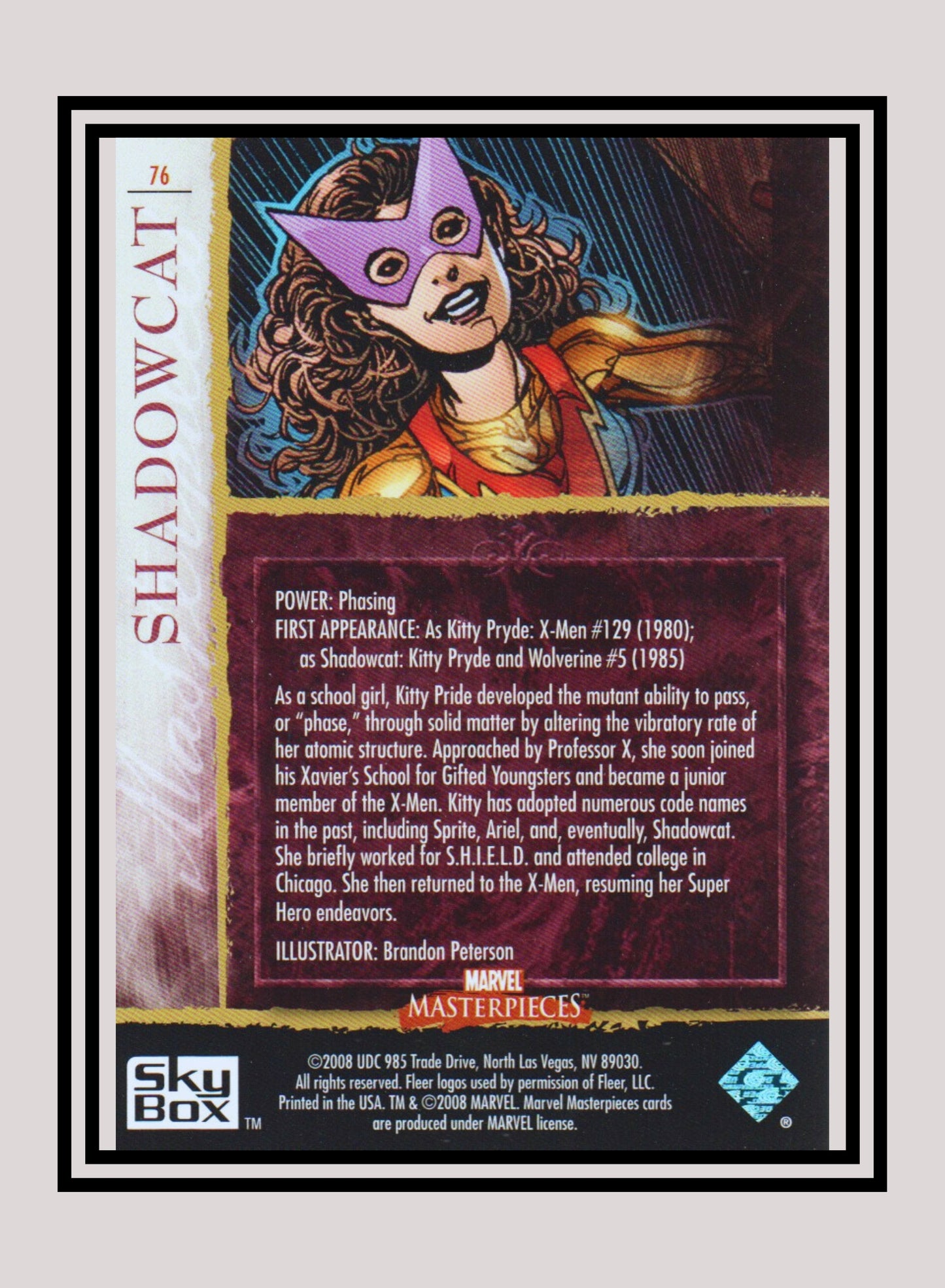 Marvel! 1x Shadowcat - Base (#76 - 2008 Upper Deck Marvel Masterpieces Series 2)
