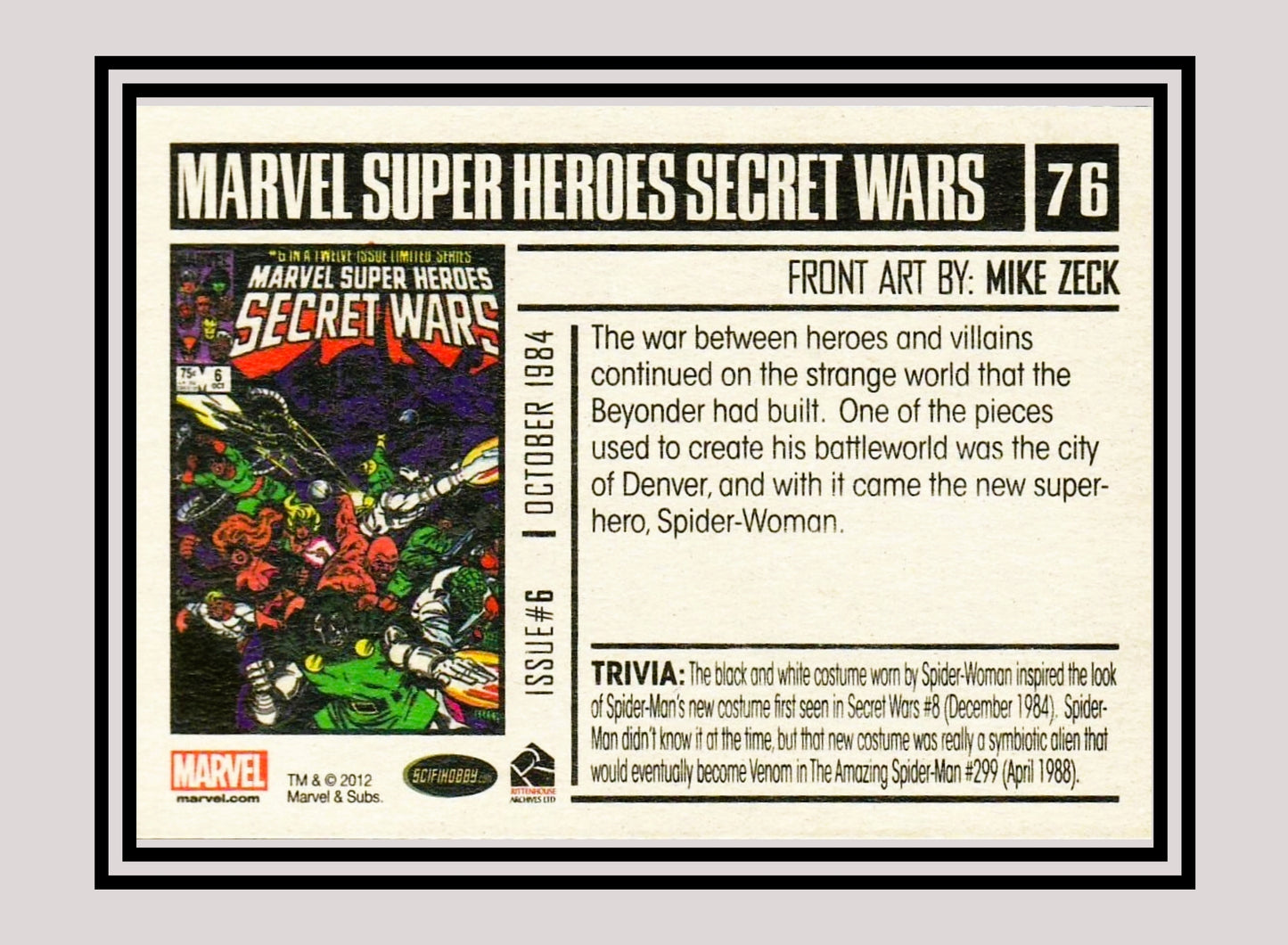 Marvel! 1x Marvel Super Heroes Secret Wars #6 - Base (#76 - 2012 Rittenhouse Marvel Bronze Age)