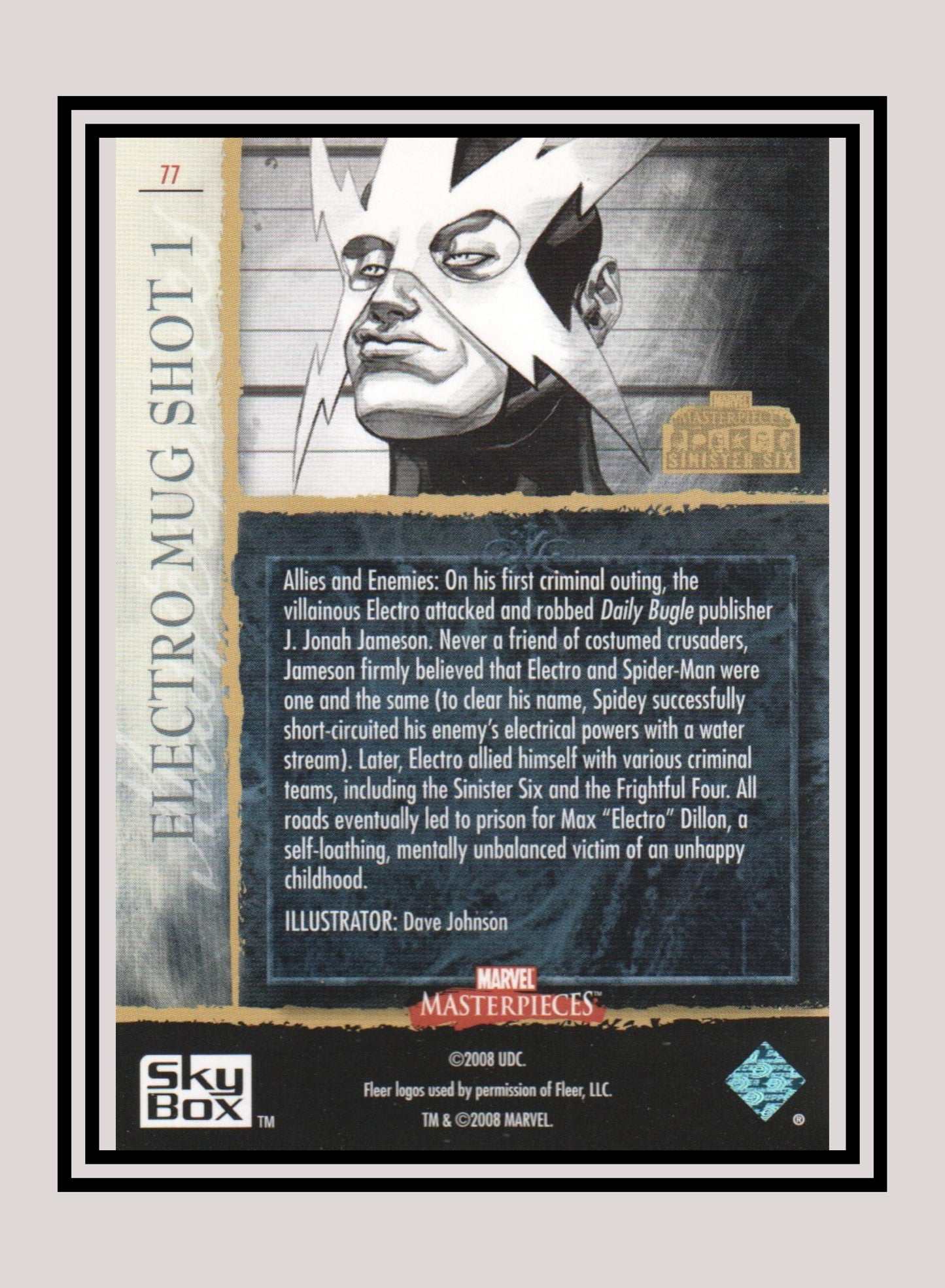 Marvel! 1x Electro Mug Shot 1 - Base (#77 - 2008 Upper Deck Marvel Masterpieces Series 3)