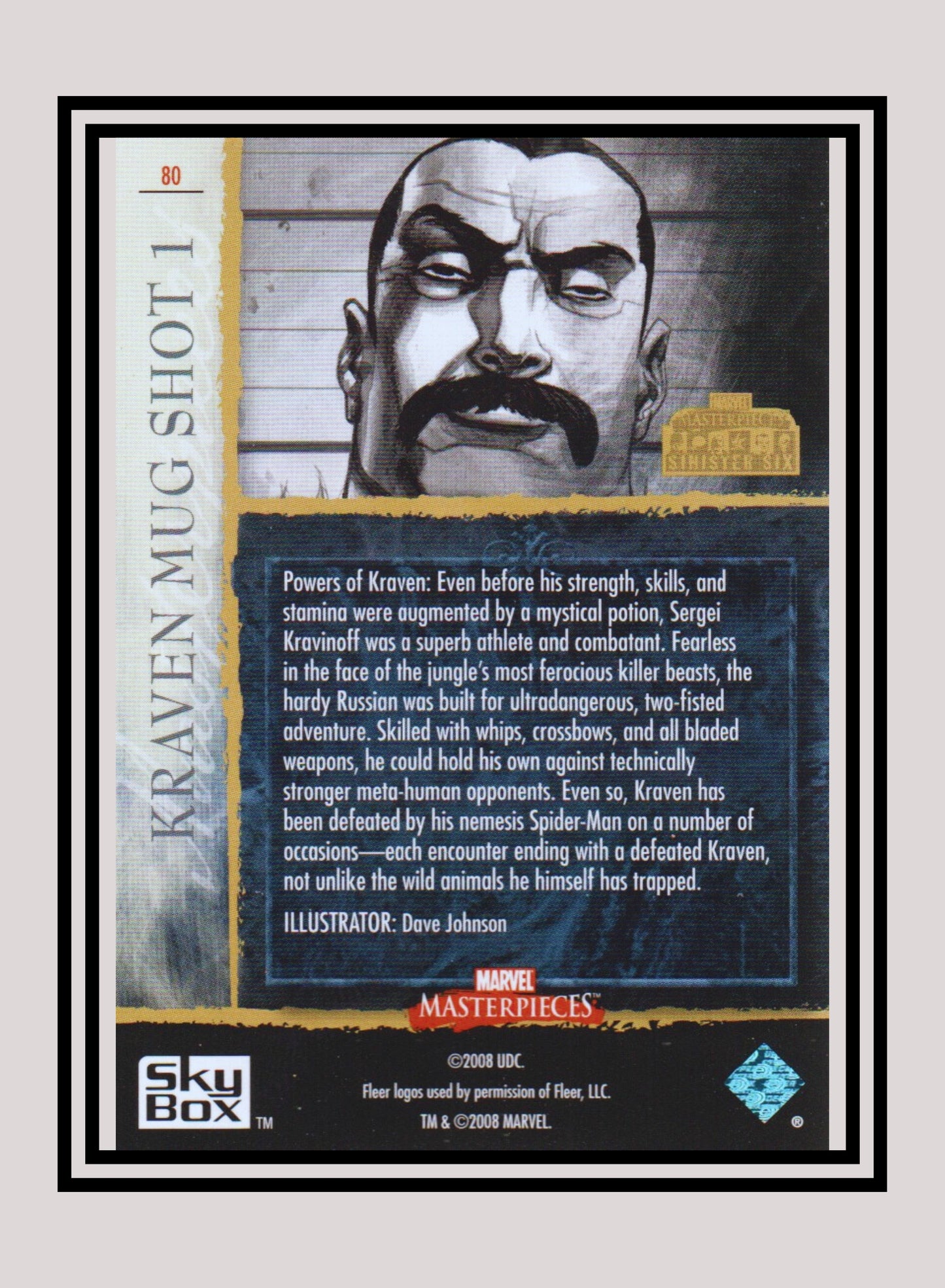 Marvel! 1x Kraven Mug Shot 1 - Base (#80 - 2008 Upper Deck Marvel Masterpieces Series 3)