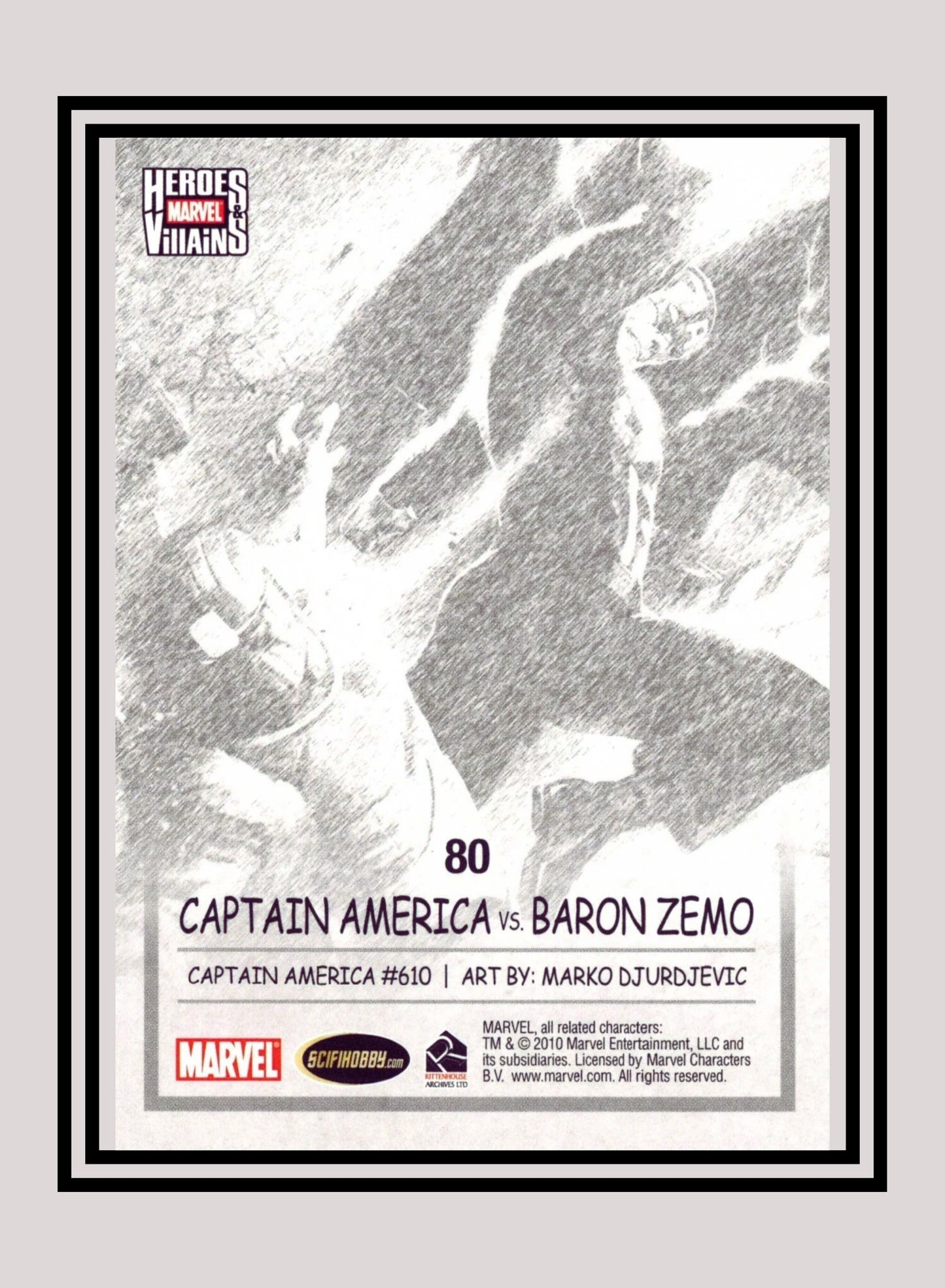 Marvel! 1x Captain America vs. Baron Zemo - Base (#80 - 2010 Rittenhouse Marvel Heroes & Villains)