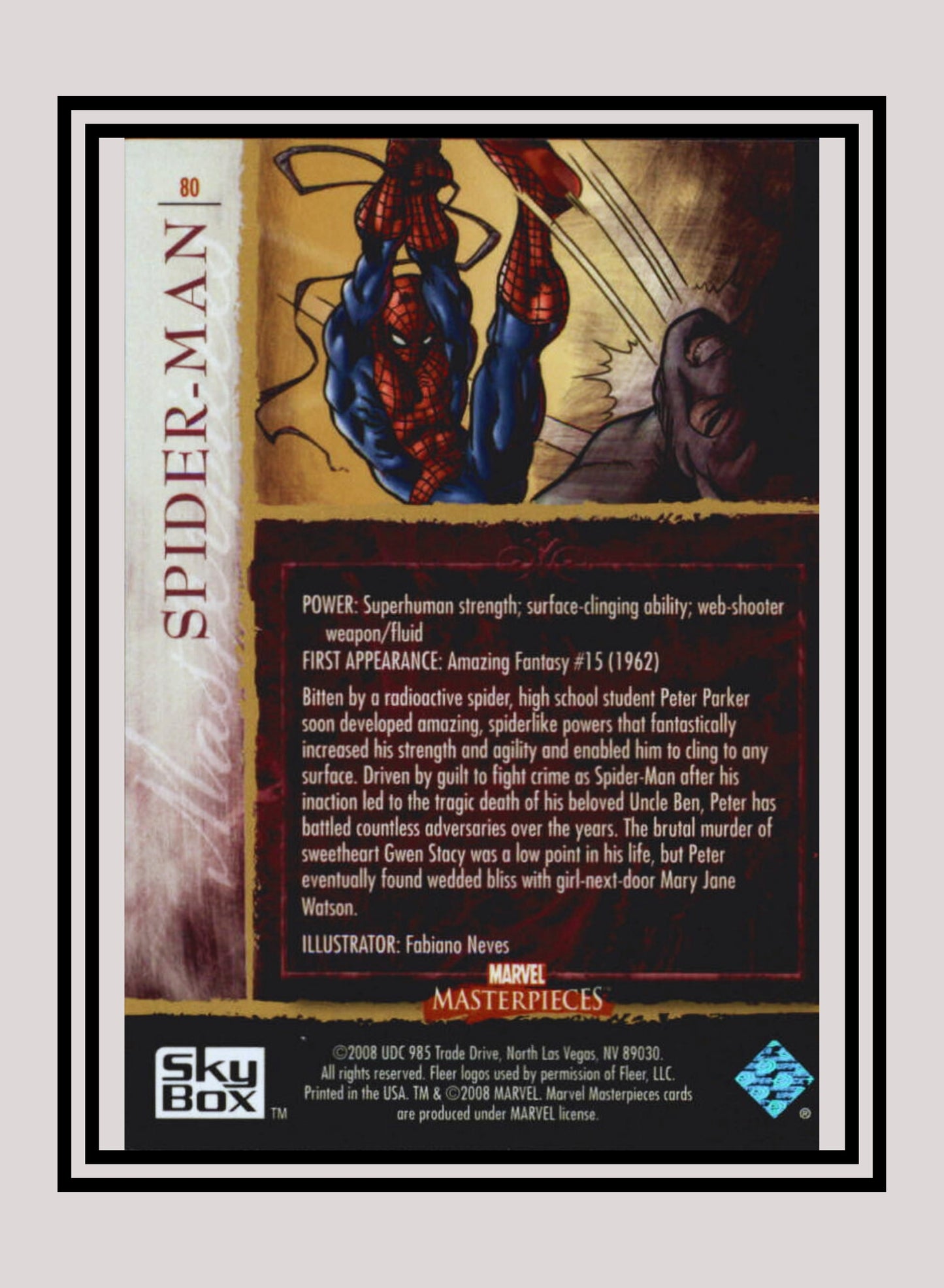 Marvel! 1x Spiderman - Base (#80 - 2008 Upper Deck Marvel Masterpieces Series 2)