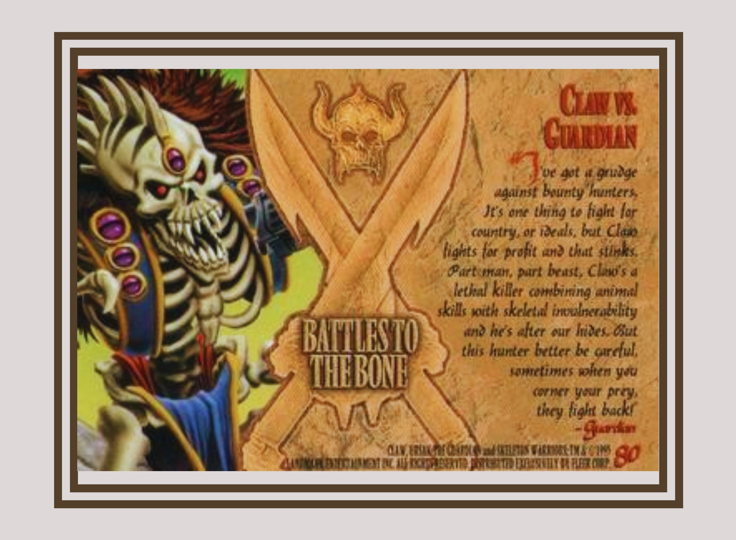 1x Claw vs. Guardian - Base (#080 - 1995 Fleer Ultra Skeleton Warriors)