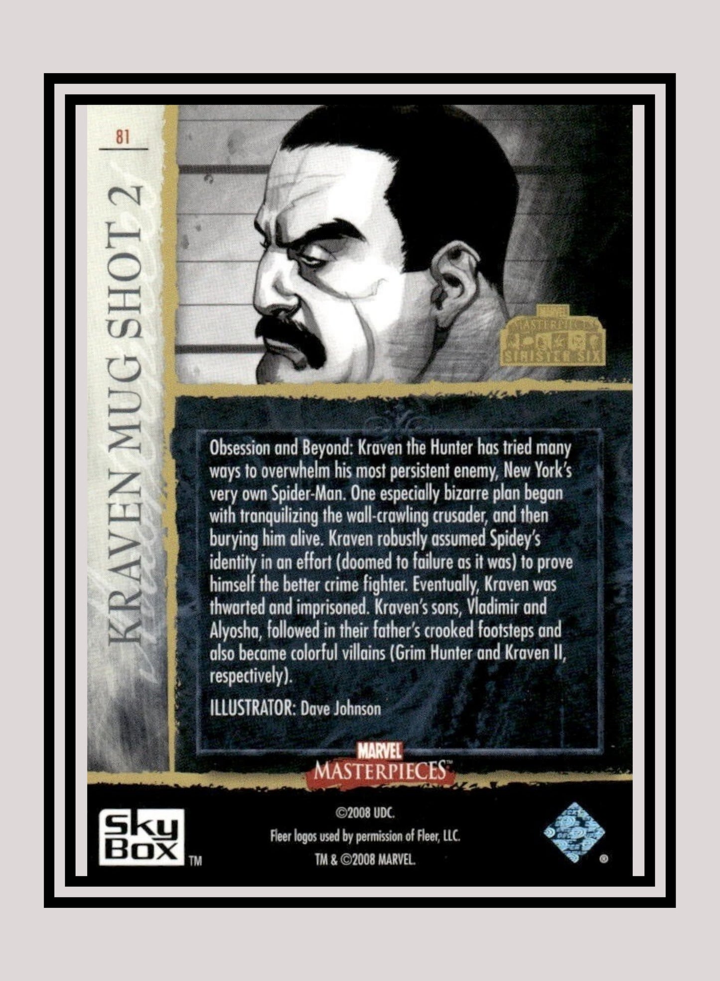 Marvel! 1x Kraven Mug Shot 2 - Base (#81 - 2008 Upper Deck Marvel Masterpieces Series 3)