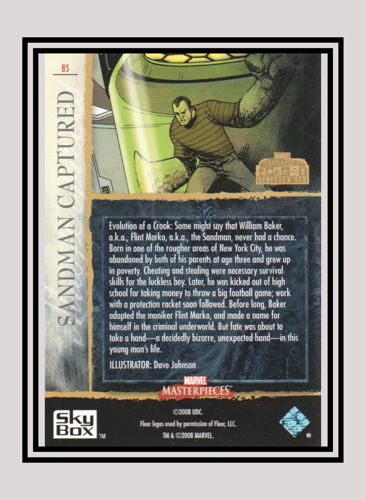 Marvel! 1x Sandman Captured - Base (#85 - 2008 Upper Deck Marvel Masterpieces Series 3)