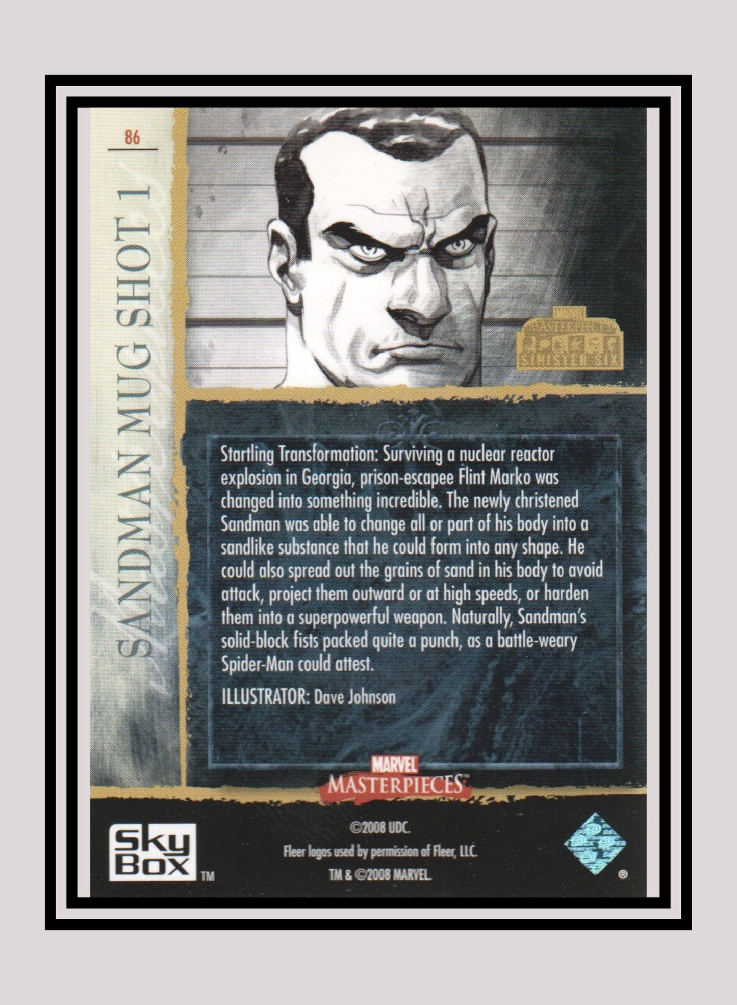 Marvel! 1x Sandman Mug Shot 1 - Base (#86 - 2008 Upper Deck Marvel Masterpieces Series 3)