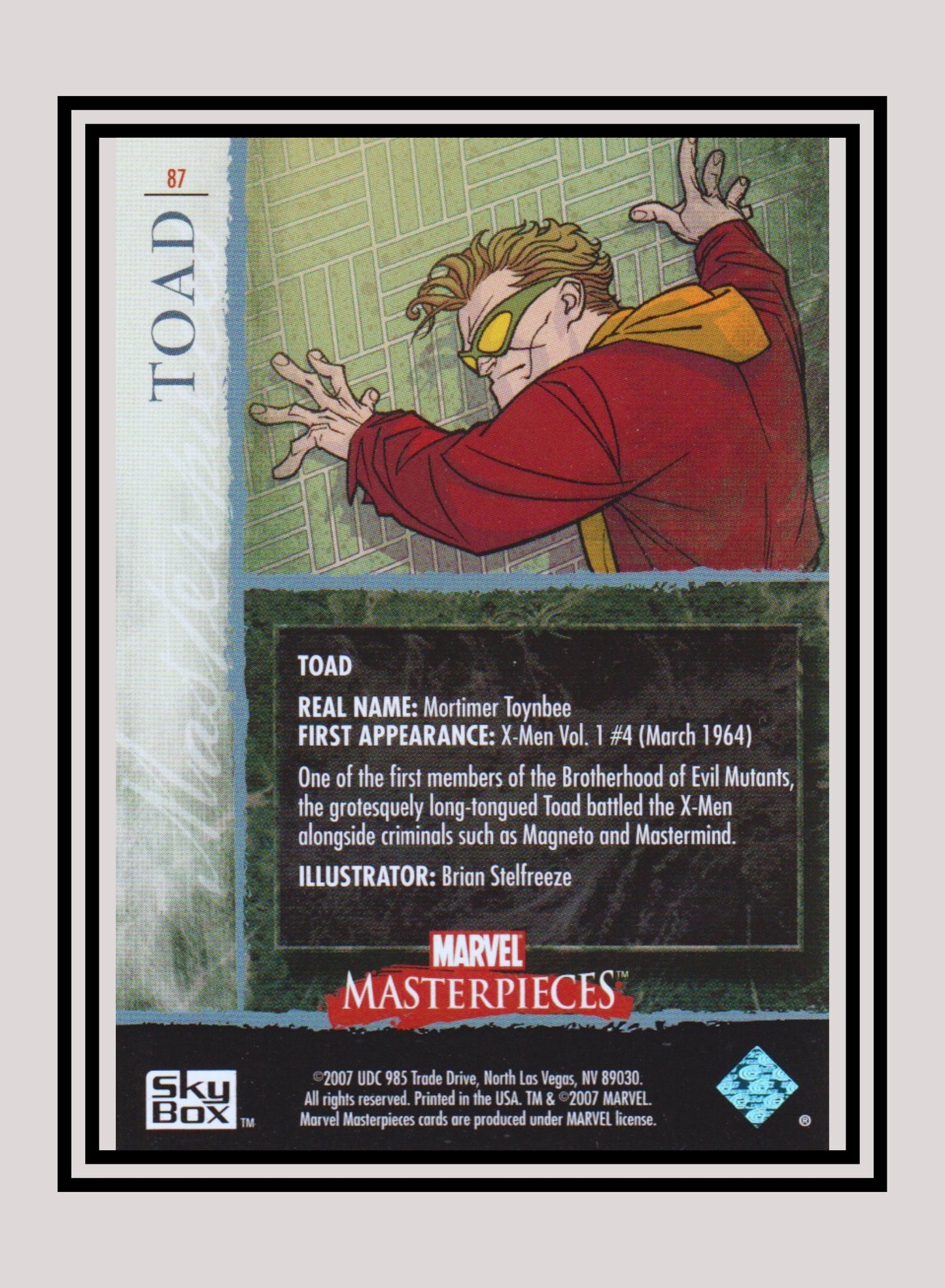 Marvel! 1x Toad - Base (#87 - 2007 Upper Deck Marvel Masterpieces)