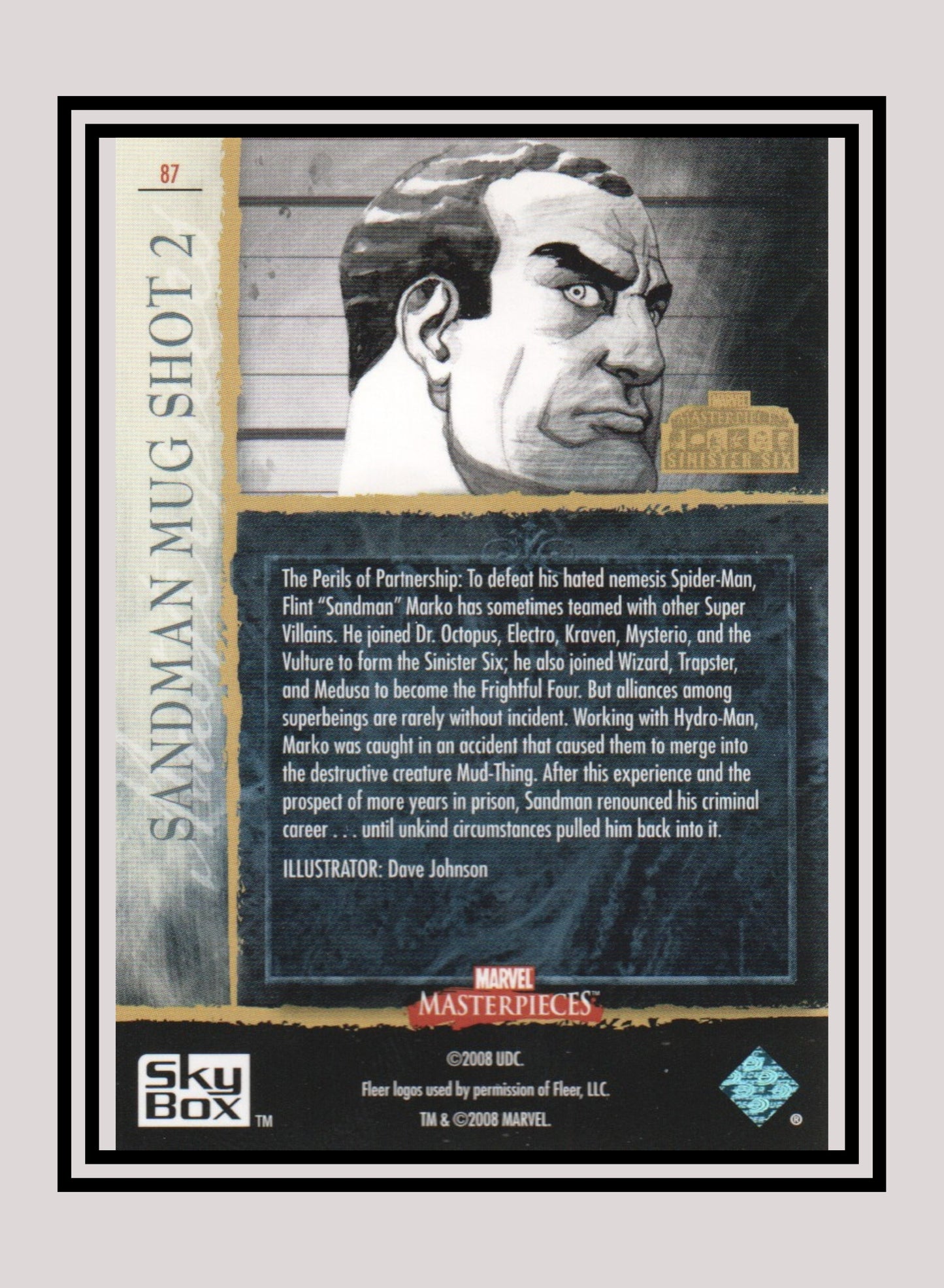 Marvel! 1x Sandman Mug Shot 2 - Base (#87 - 2008 Upper Deck Marvel Masterpieces Series 3)
