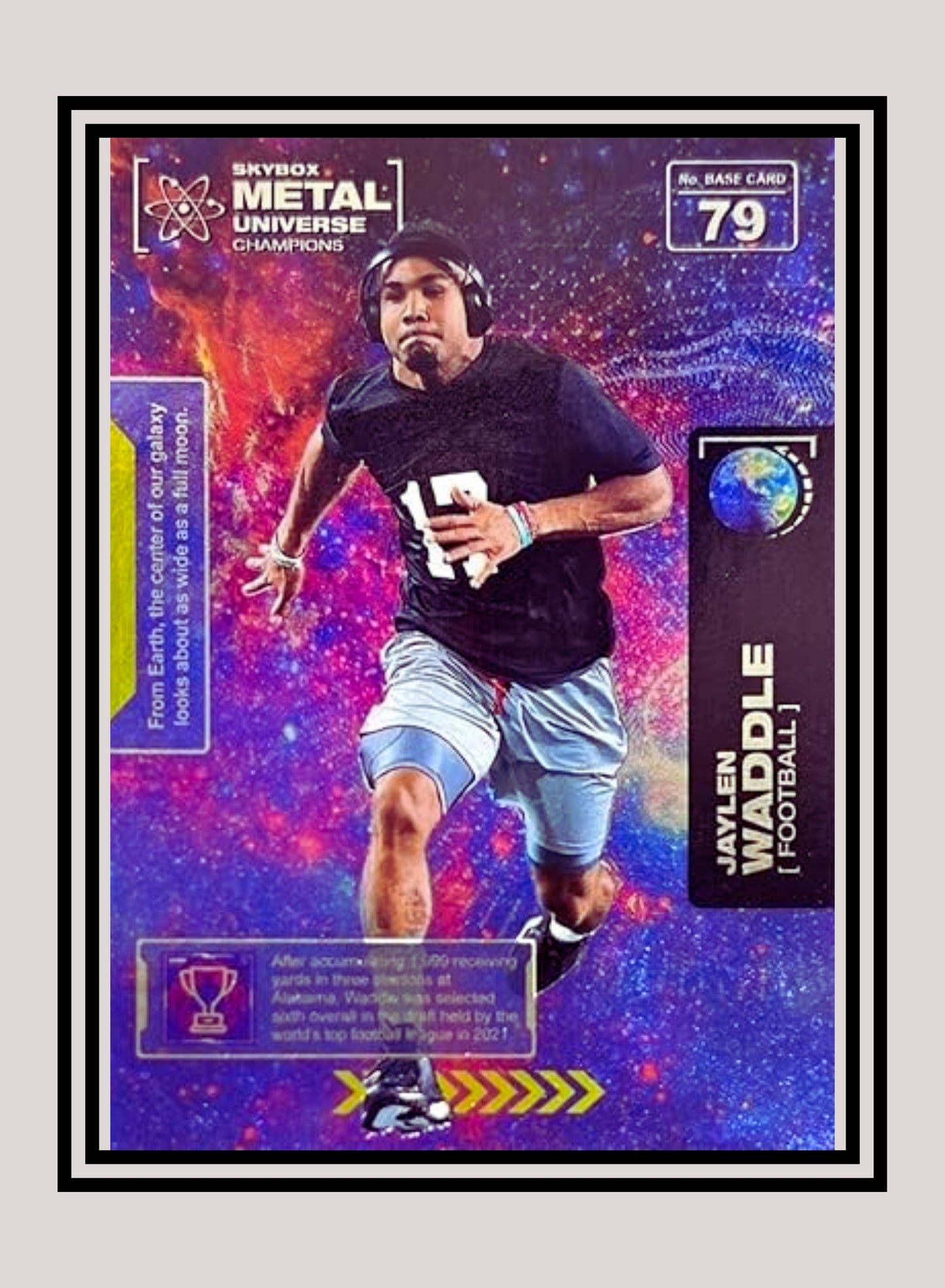 1x Jaylen Waddle Football RC - Base (#079 - 2021 Skybox Metal Universe Champions)