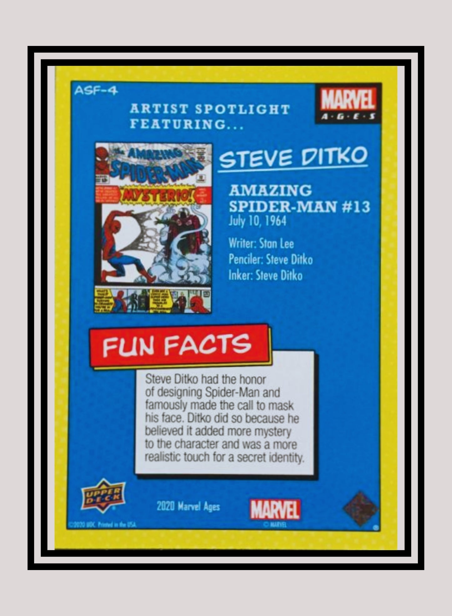 Marvel! 1x Amazing Spider-Man #13 - Inserts (ASF-4 - 2020 Upper Deck Marvel Ages)