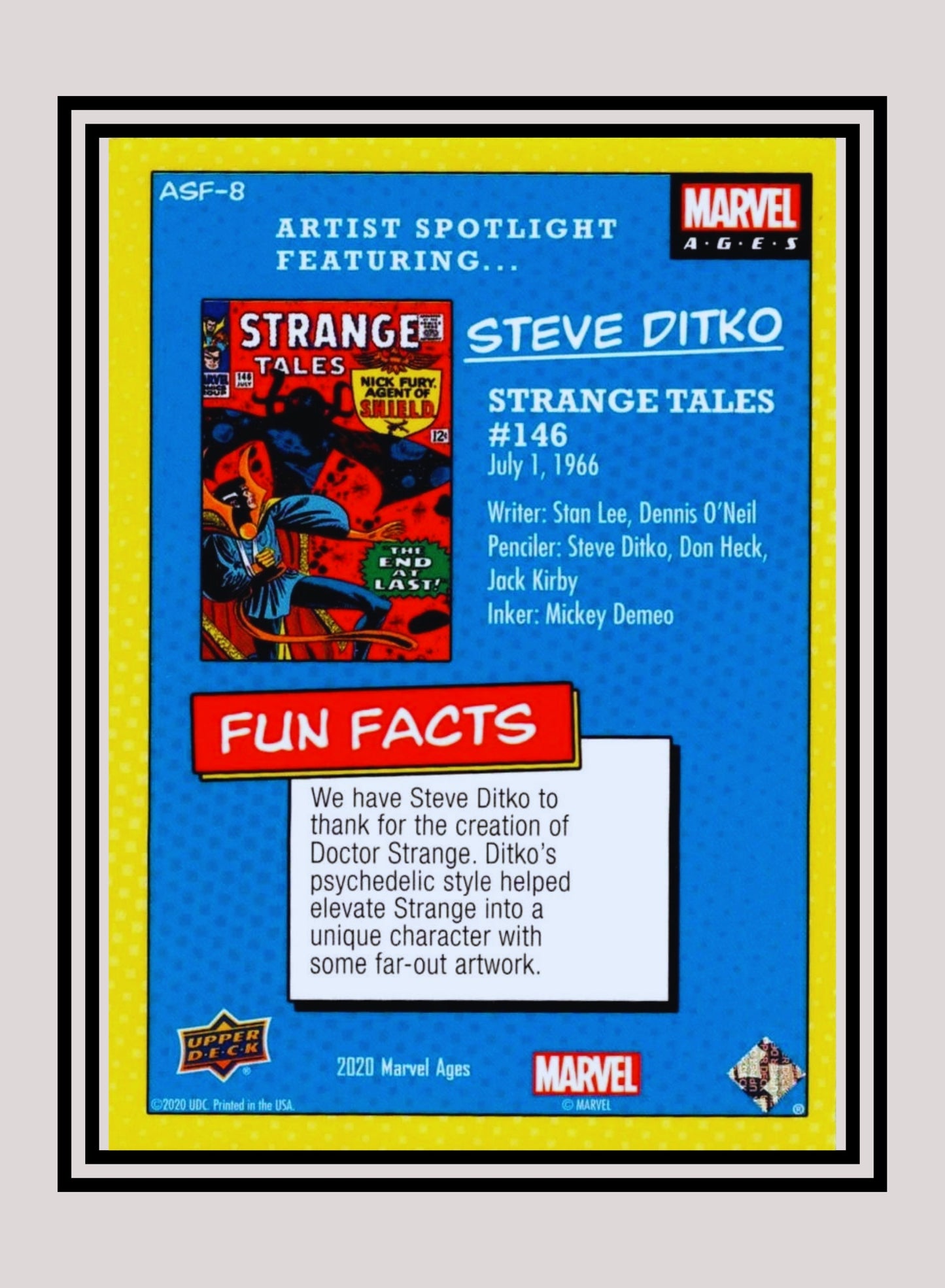 Marvel! 1x Strange Tales #146 - Inserts (ASF-8 - 2020 Upper Deck Marvel Ages)