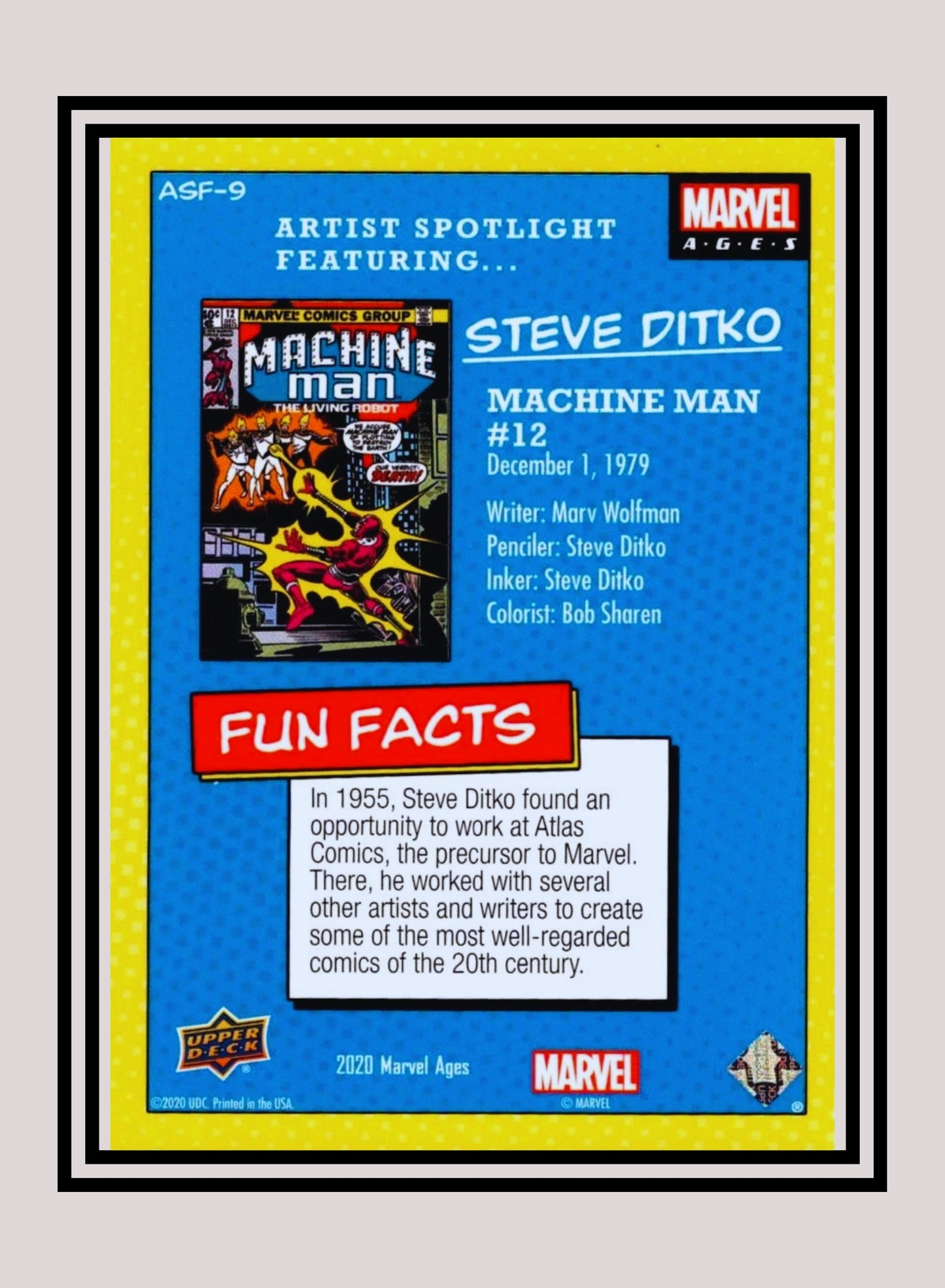 Marvel! 1x Machine Man #12 - Inserts (ASF-9 - 2020 Upper Deck Marvel Ages)
