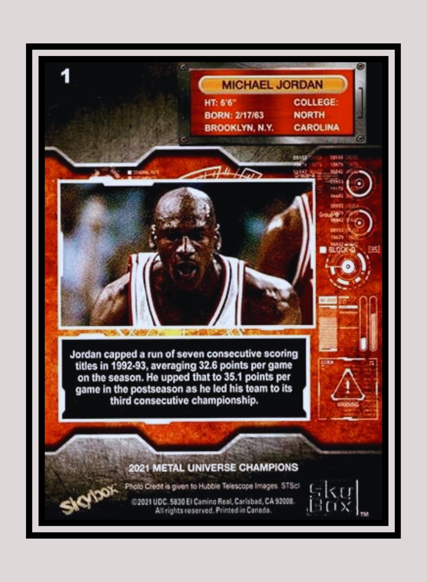 1x Michael Jordan Basketball - Base (#001 - 2021 Skybox Metal Universe Champions)