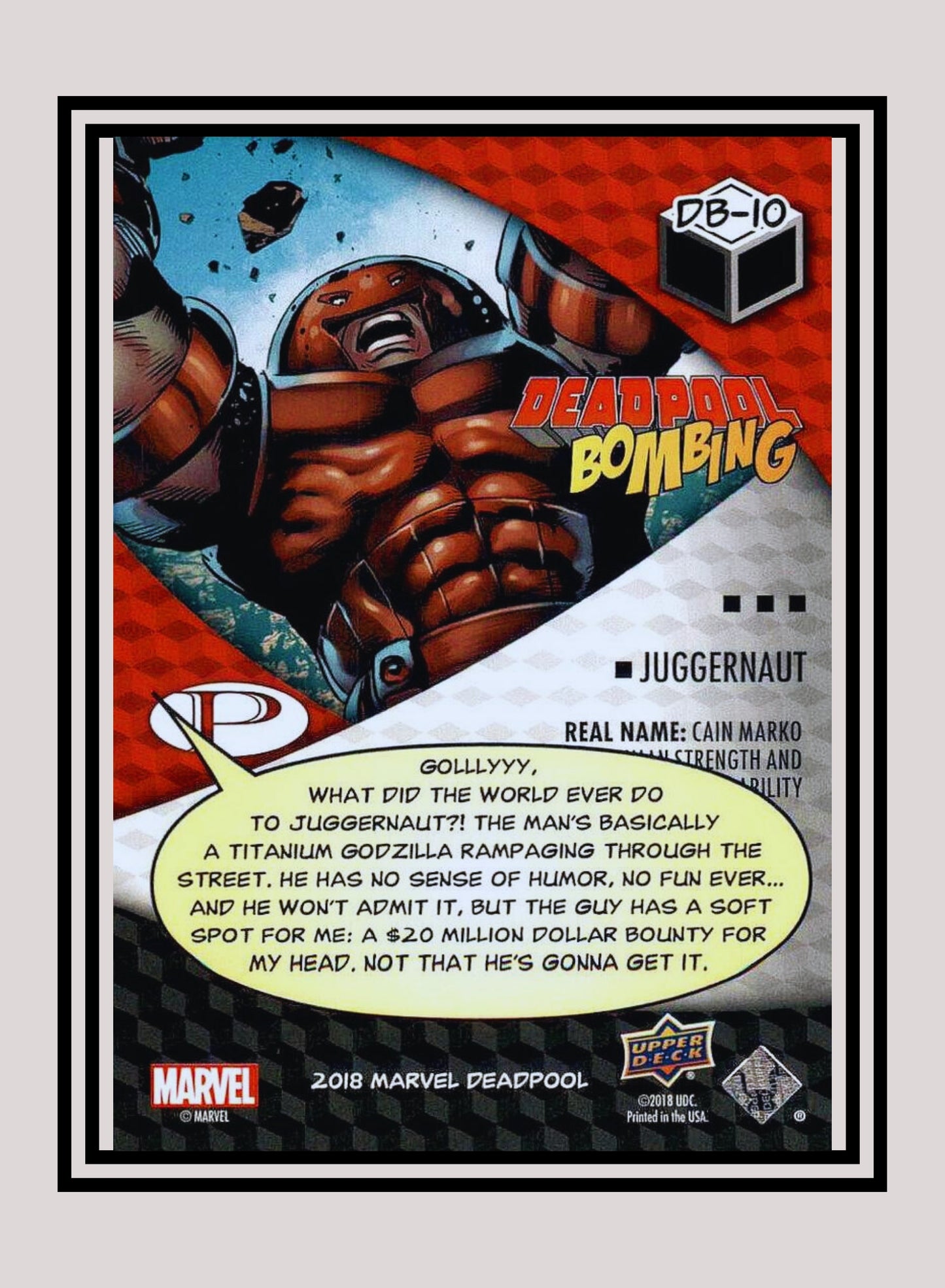 Marvel! 1x Juggernaut - Insert (#DB10 - 2019 Upper Deck Deadpool)