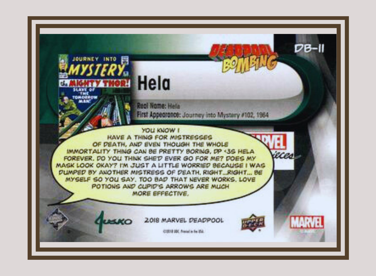 Marvel! 1x Hela - Insert (#DB11 - 2019 Upper Deck Deadpool)